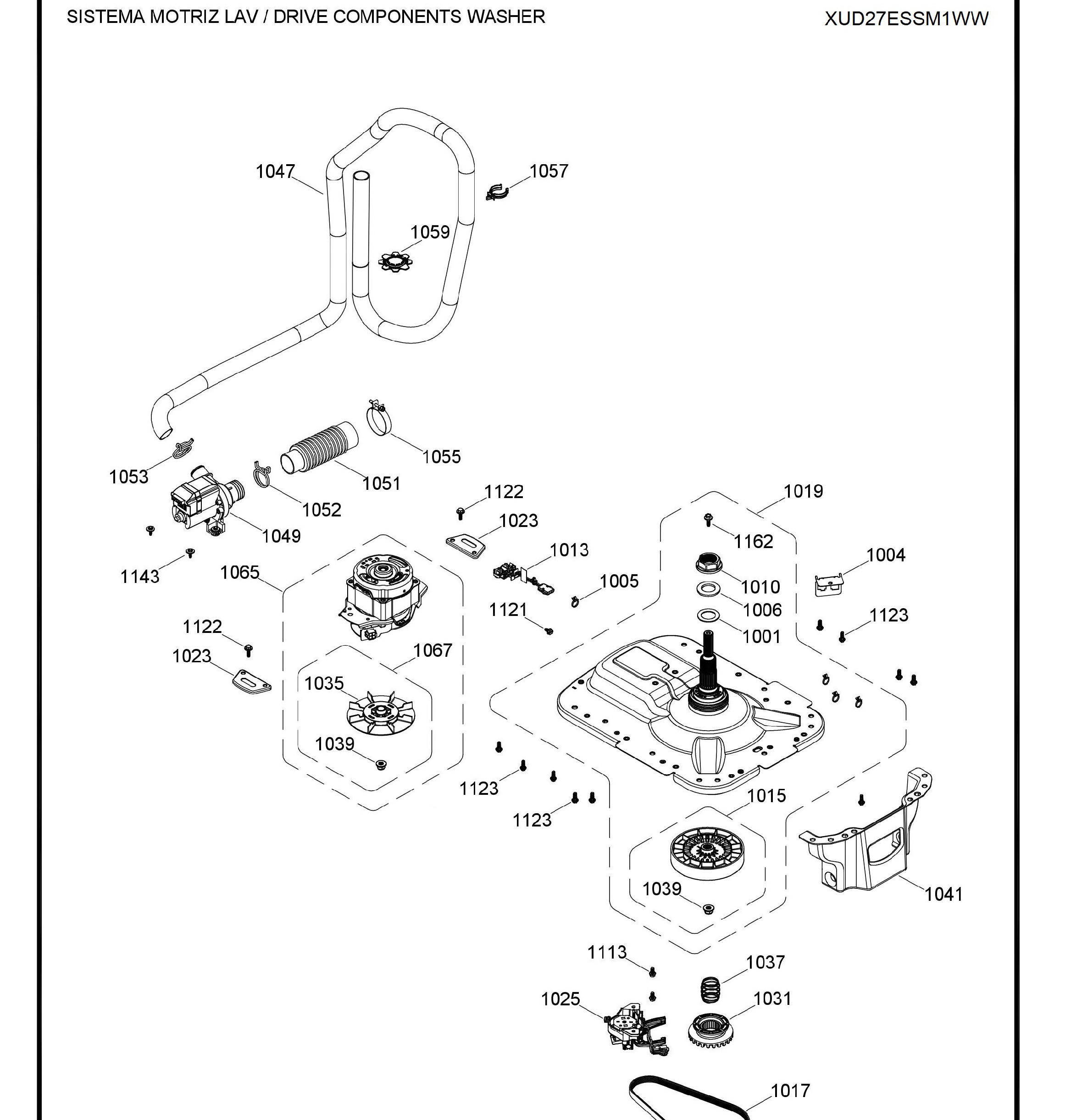 XUD27ESSM1WW Exploded View 7 appliance exploded-view parts diagram