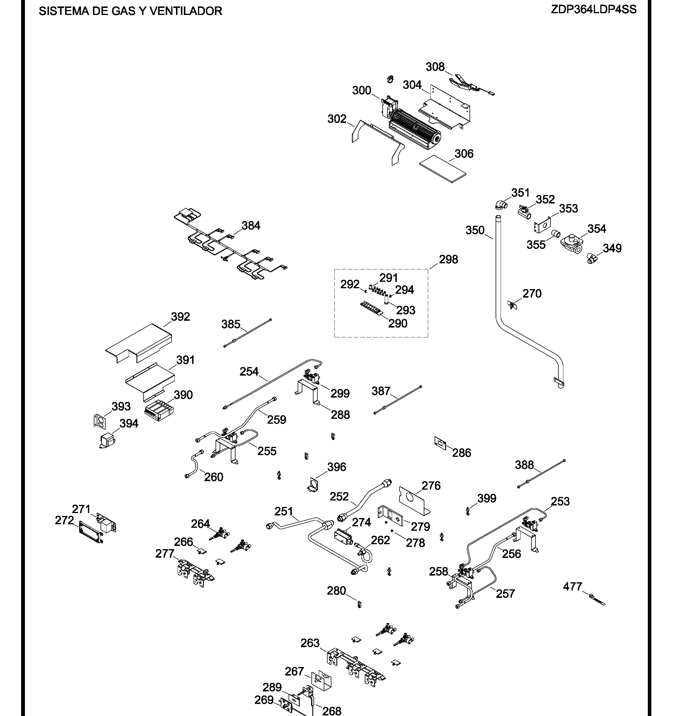 ZDP364LDP4SS Exploded View 3 appliance exploded-view parts diagram