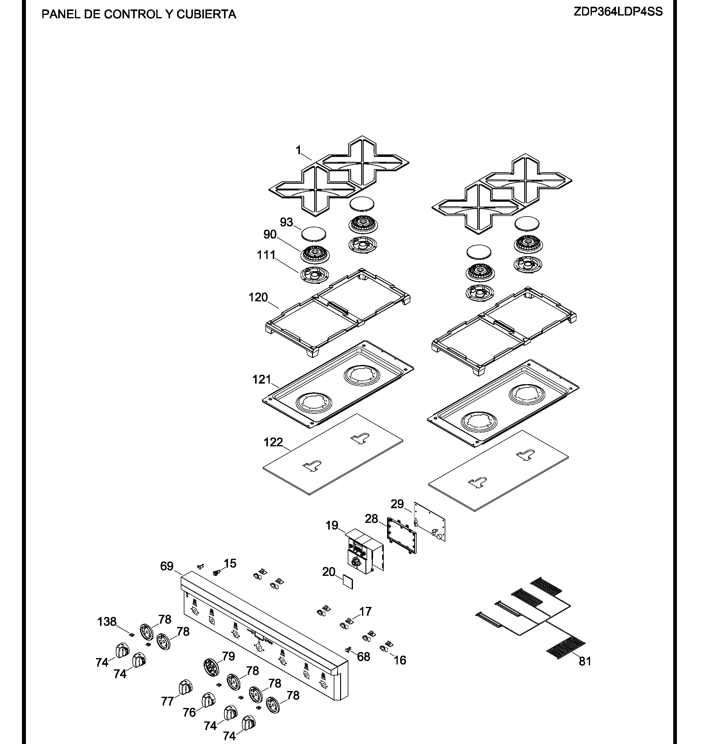 ZDP364LDP4SS Exploded View 1 appliance exploded-view parts diagram