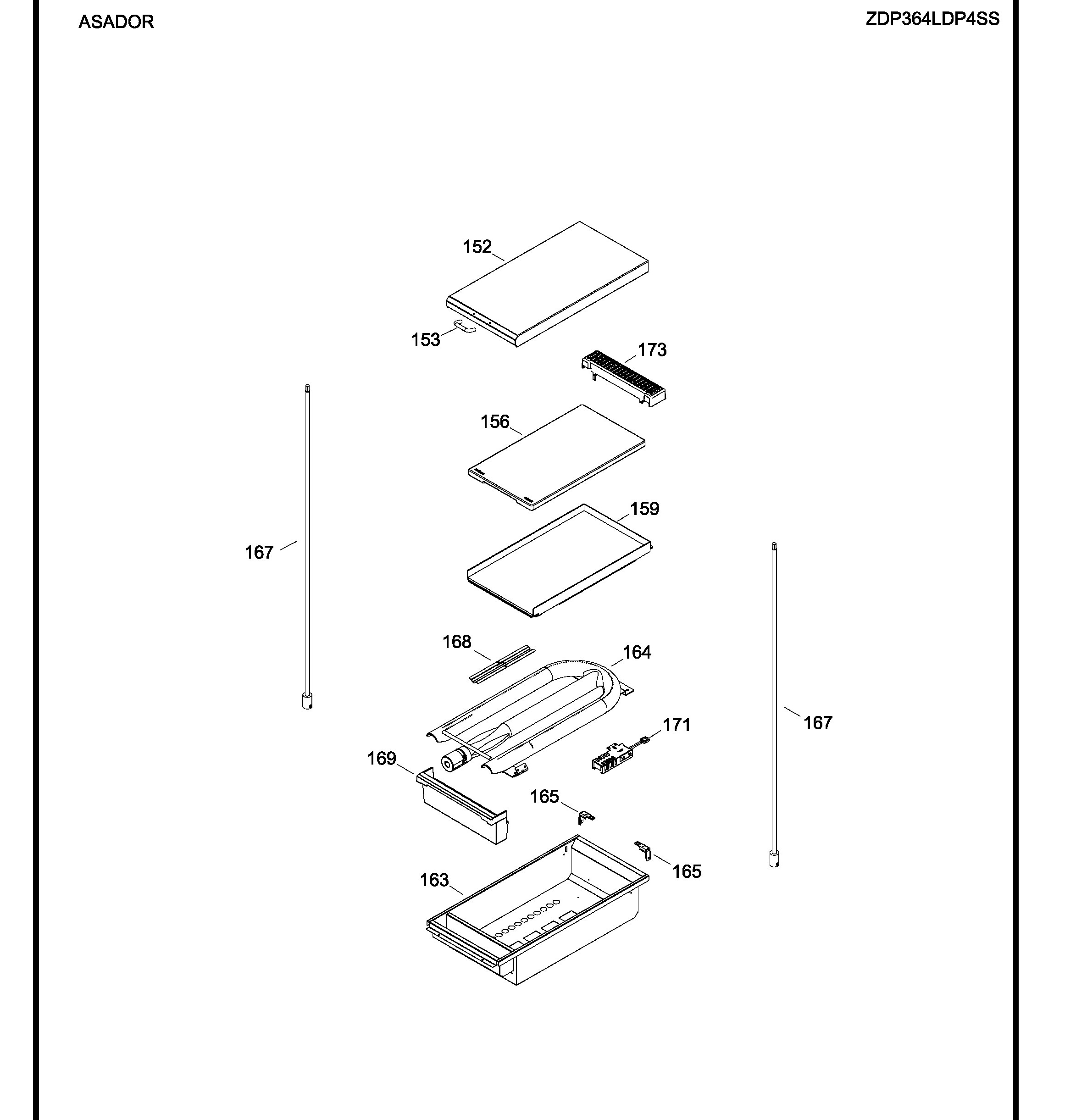 ZDP364LDP4SS Exploded View 2 appliance exploded-view parts diagram