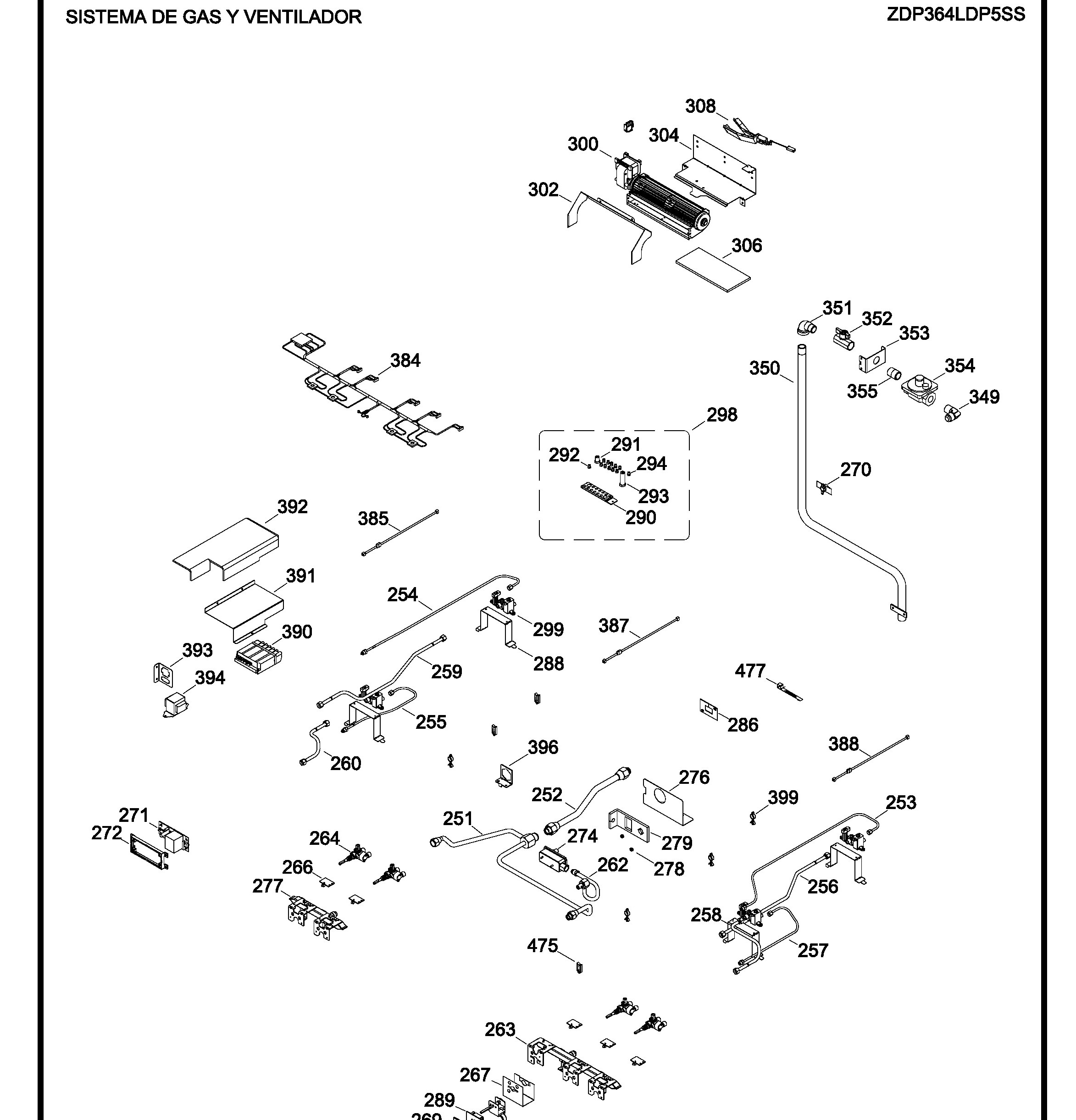 ZDP364LDP5SS Exploded View 3 appliance exploded-view parts diagram