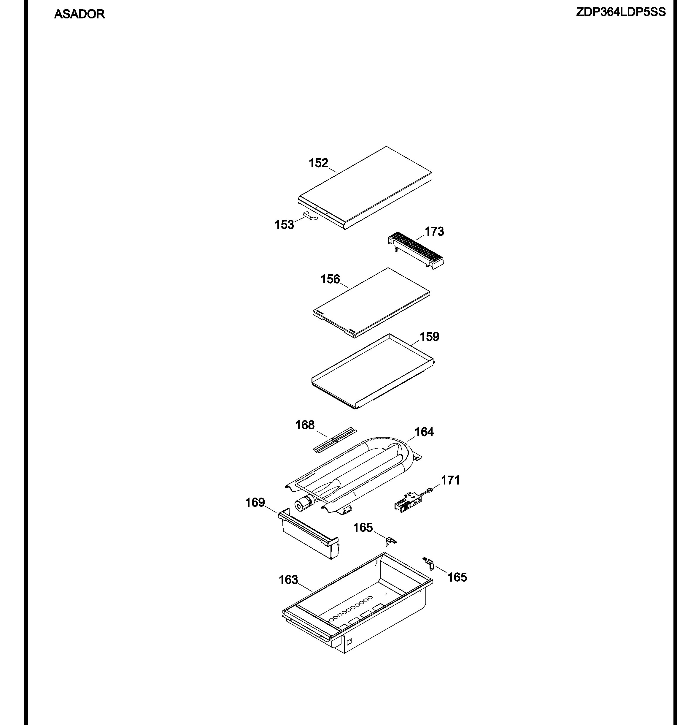 ZDP364LDP5SS Exploded View 2 appliance exploded-view parts diagram