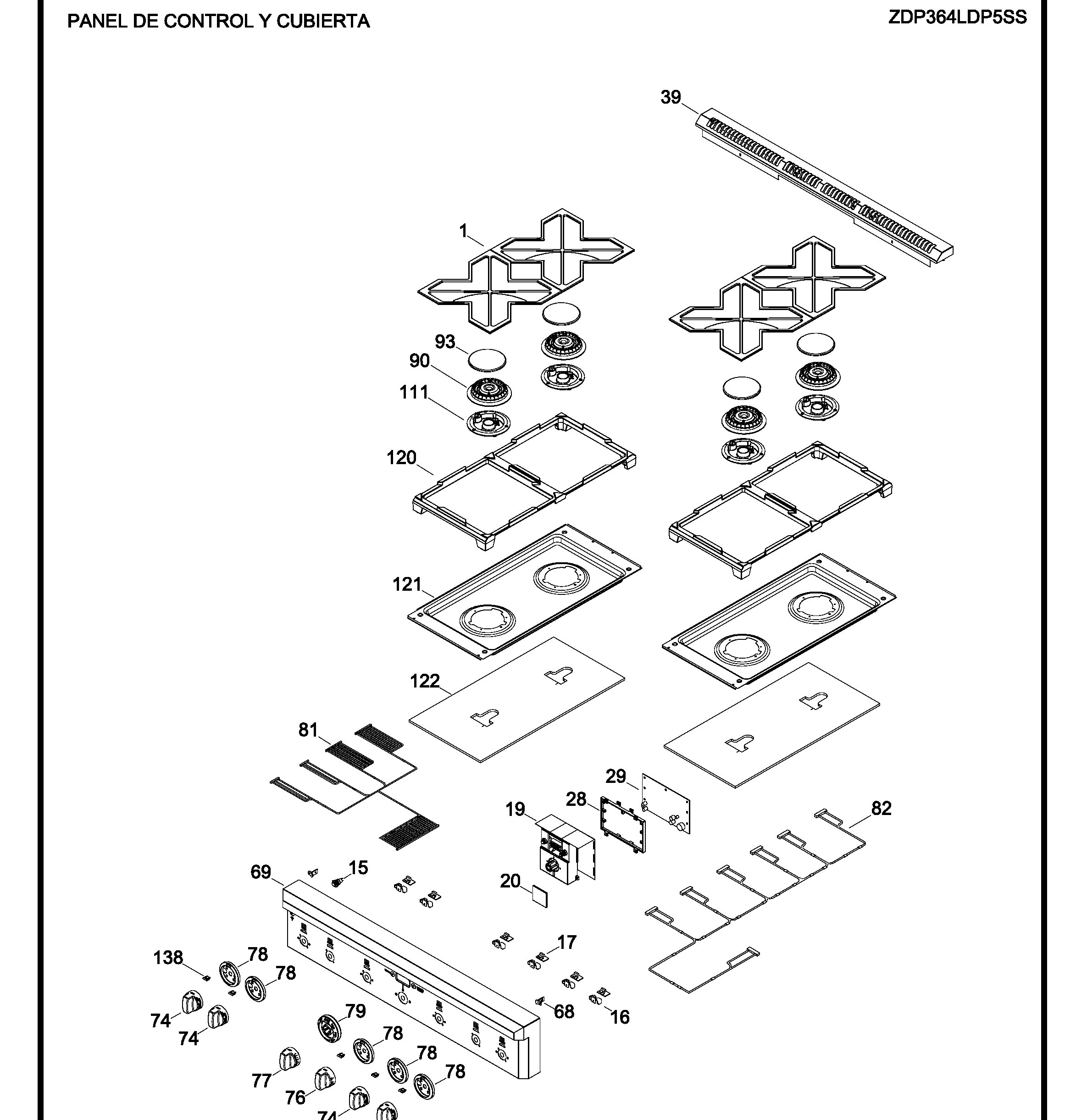 ZDP364LDP5SS Exploded View 1 appliance exploded-view parts diagram