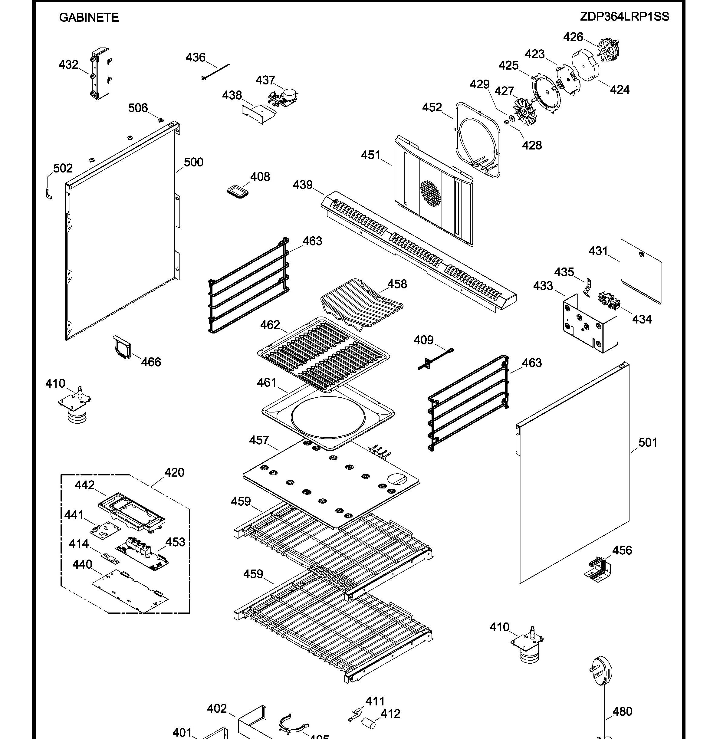 ZDP364LRP1SS Exploded View 4 appliance exploded-view parts diagram
