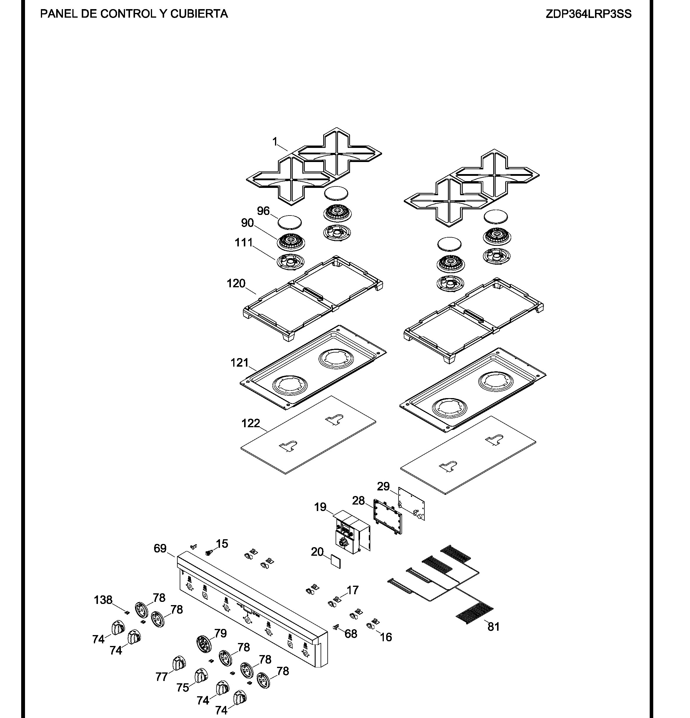 ZDP364LRP3SS Exploded View 1 appliance exploded-view parts diagram