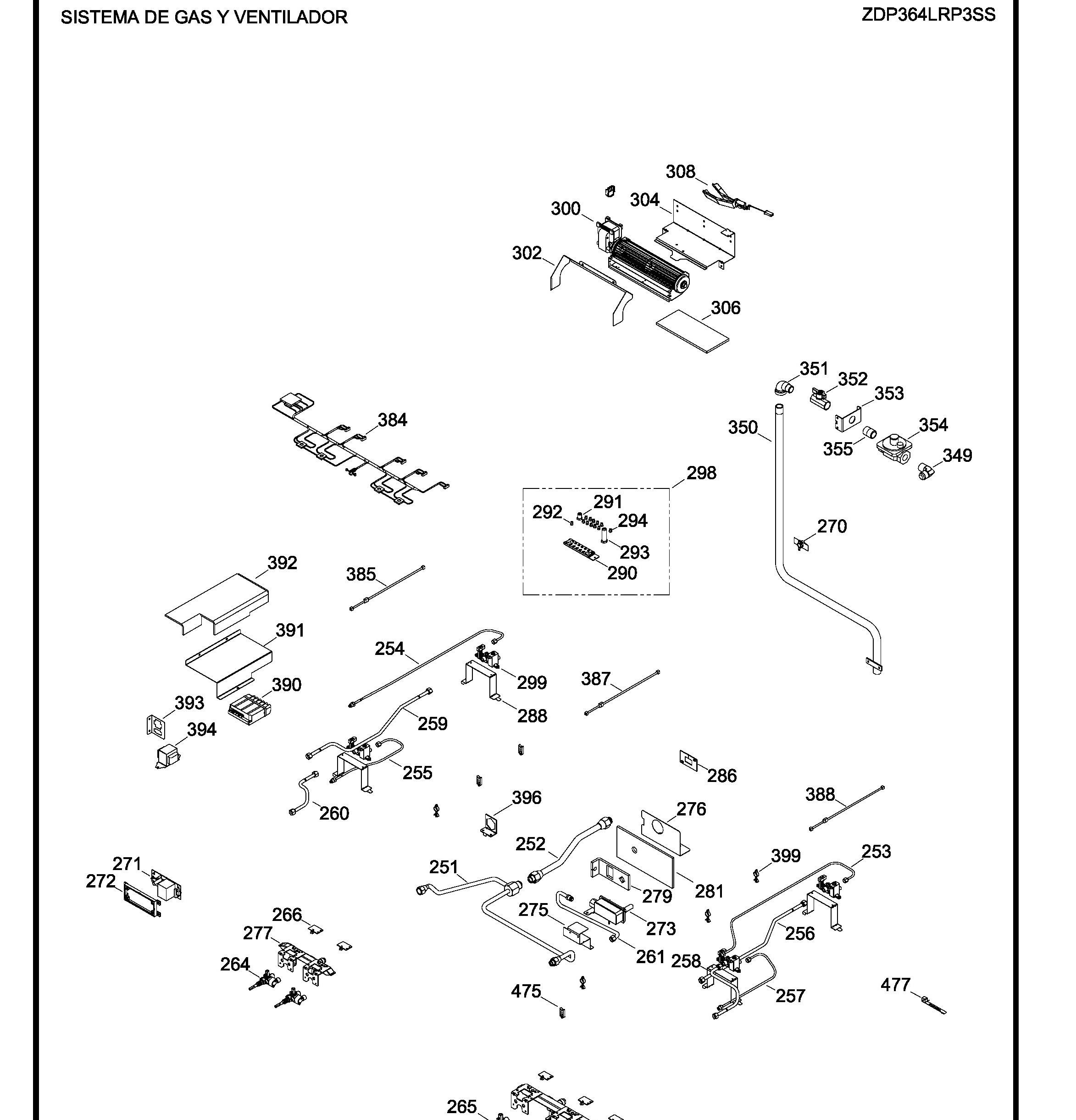 ZDP364LRP3SS Exploded View 3 appliance exploded-view parts diagram