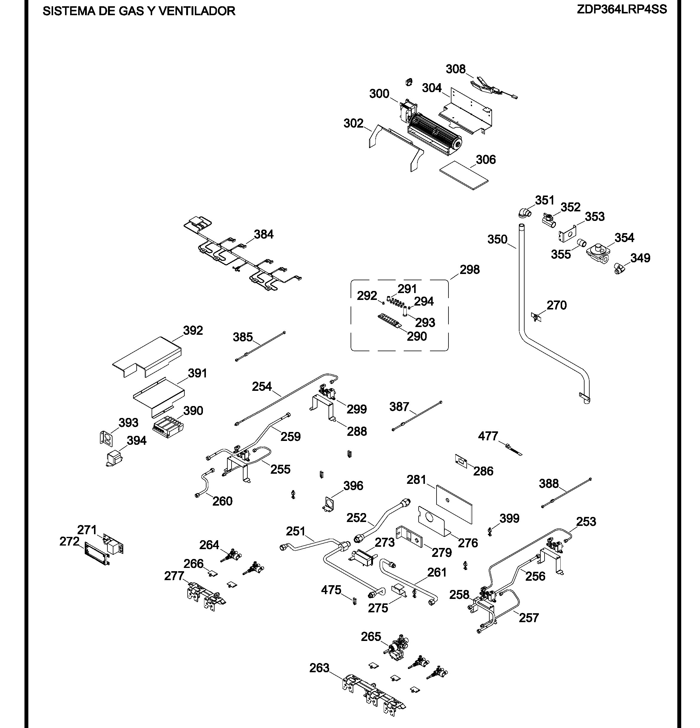ZDP364LRP4SS Exploded View 3 appliance exploded-view parts diagram