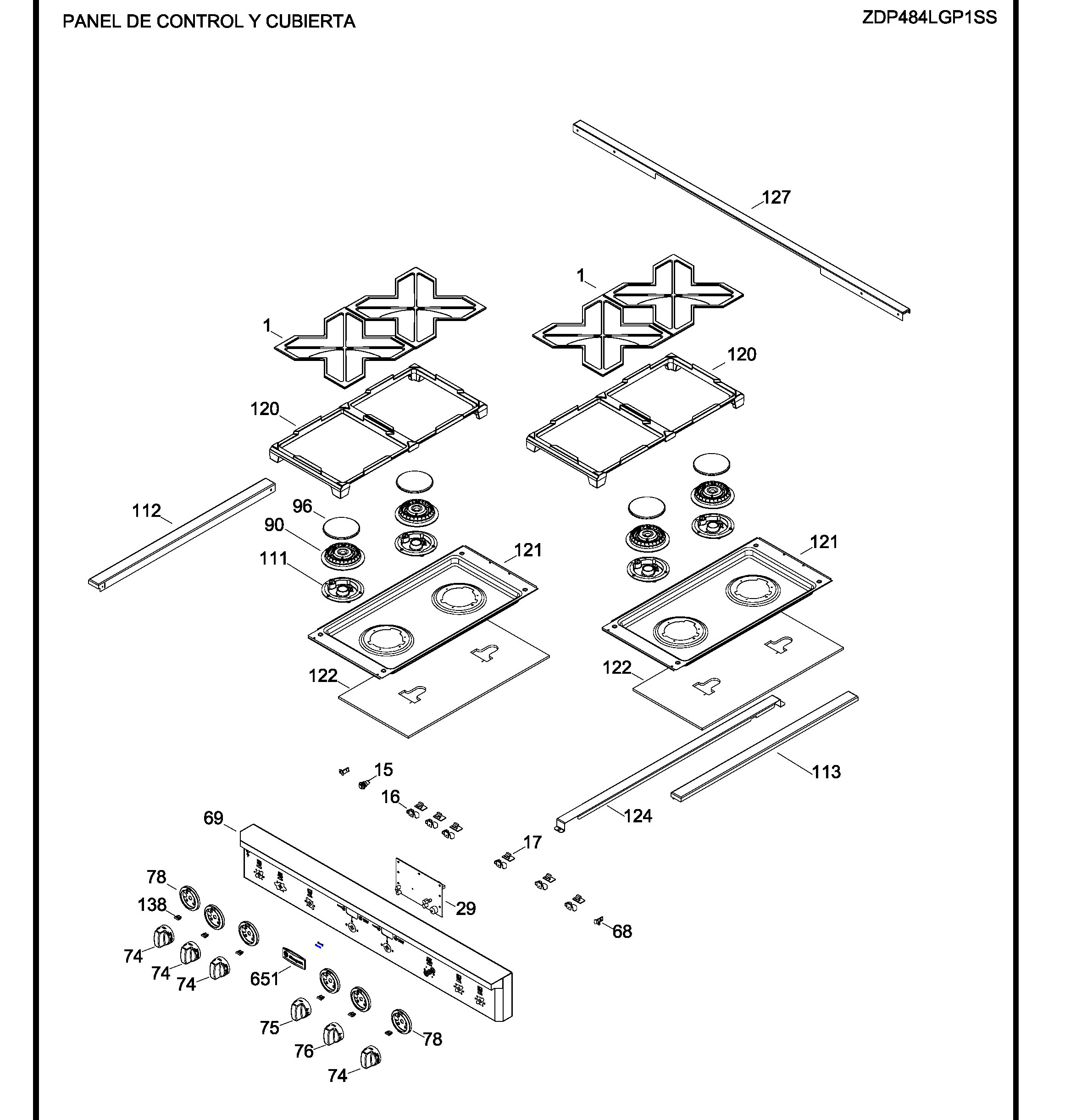 ZDP484LGP1SS Exploded View 1 appliance exploded-view parts diagram