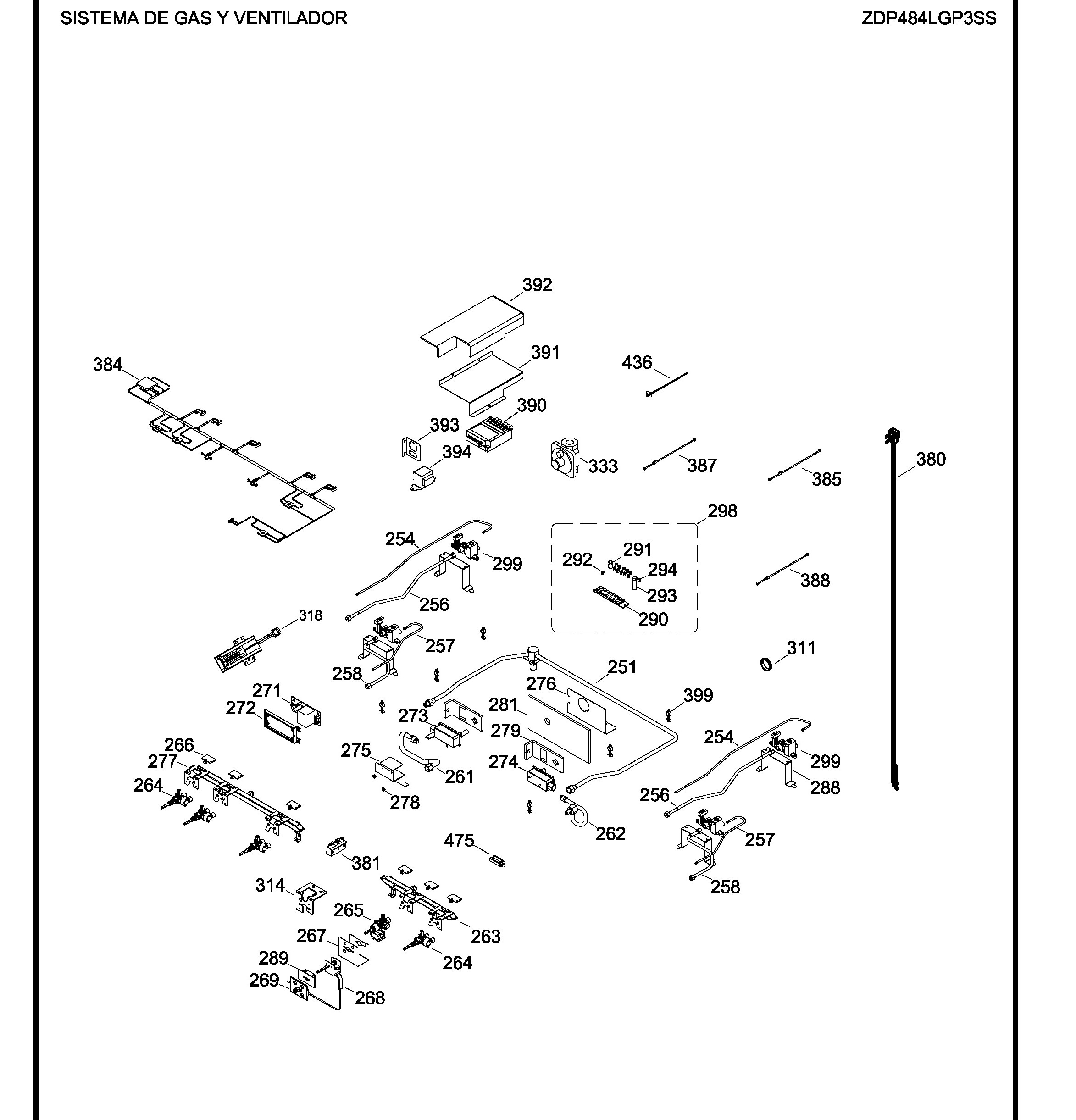 ZDP484LGP3SS Exploded View 3 appliance exploded-view parts diagram