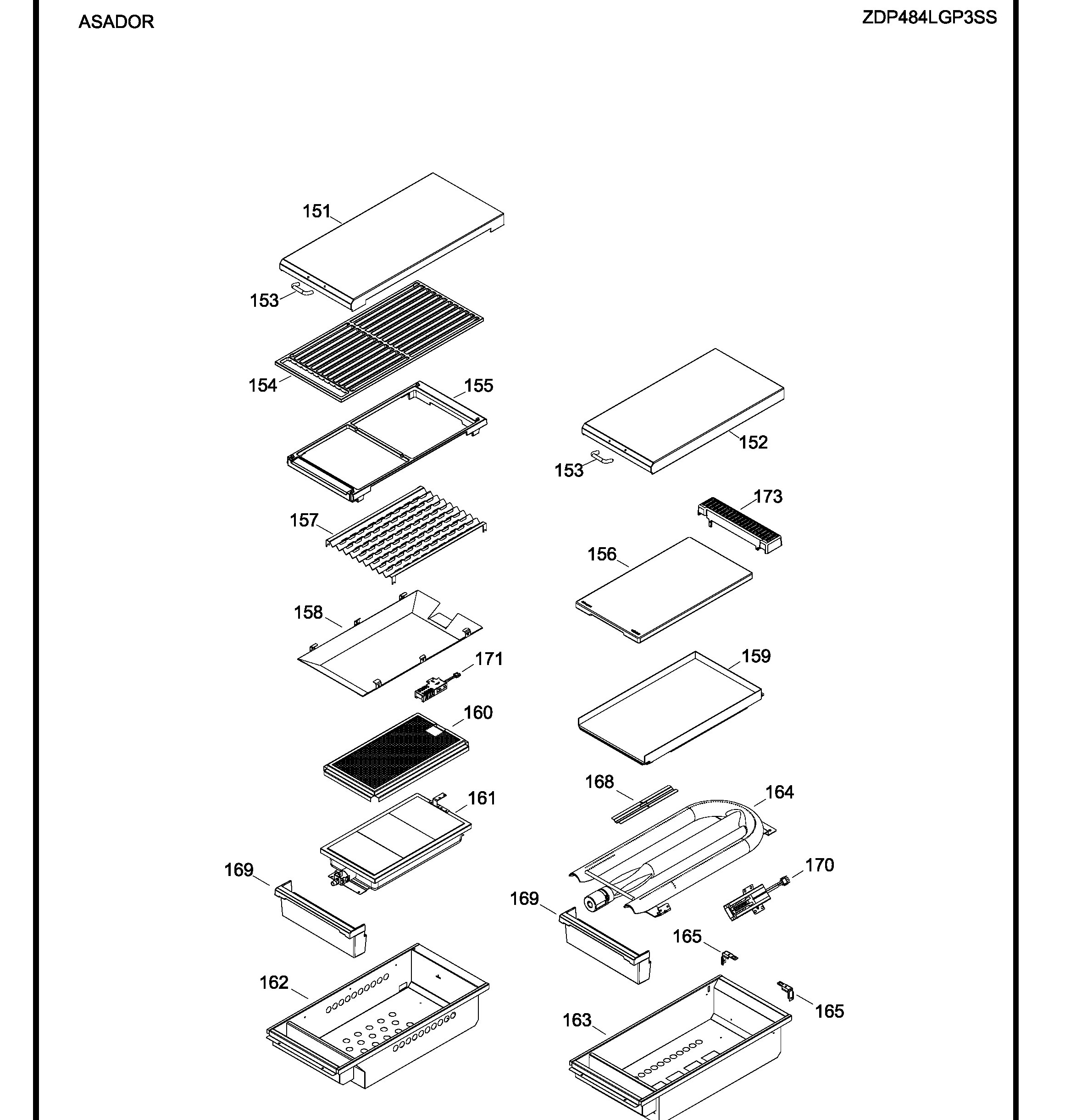 ZDP484LGP3SS Exploded View 2 appliance exploded-view parts diagram