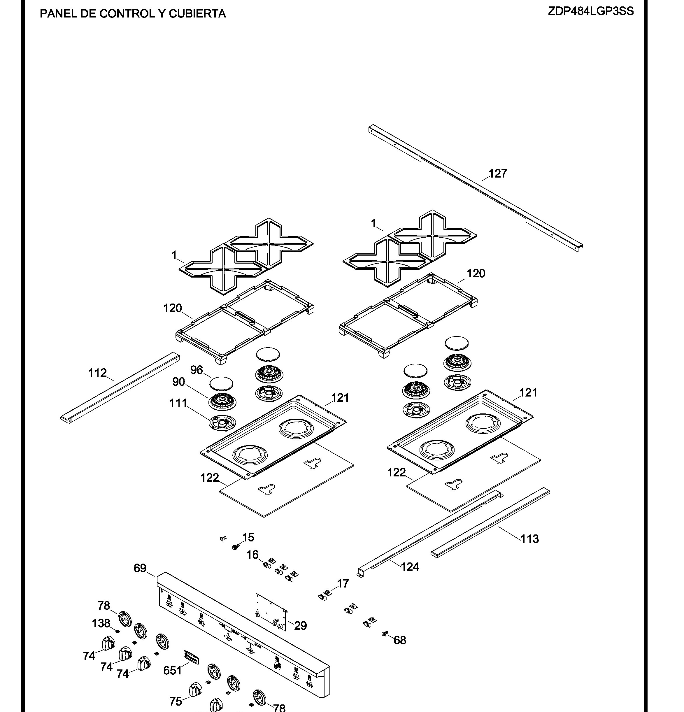ZDP484LGP3SS Exploded View 1 appliance exploded-view parts diagram