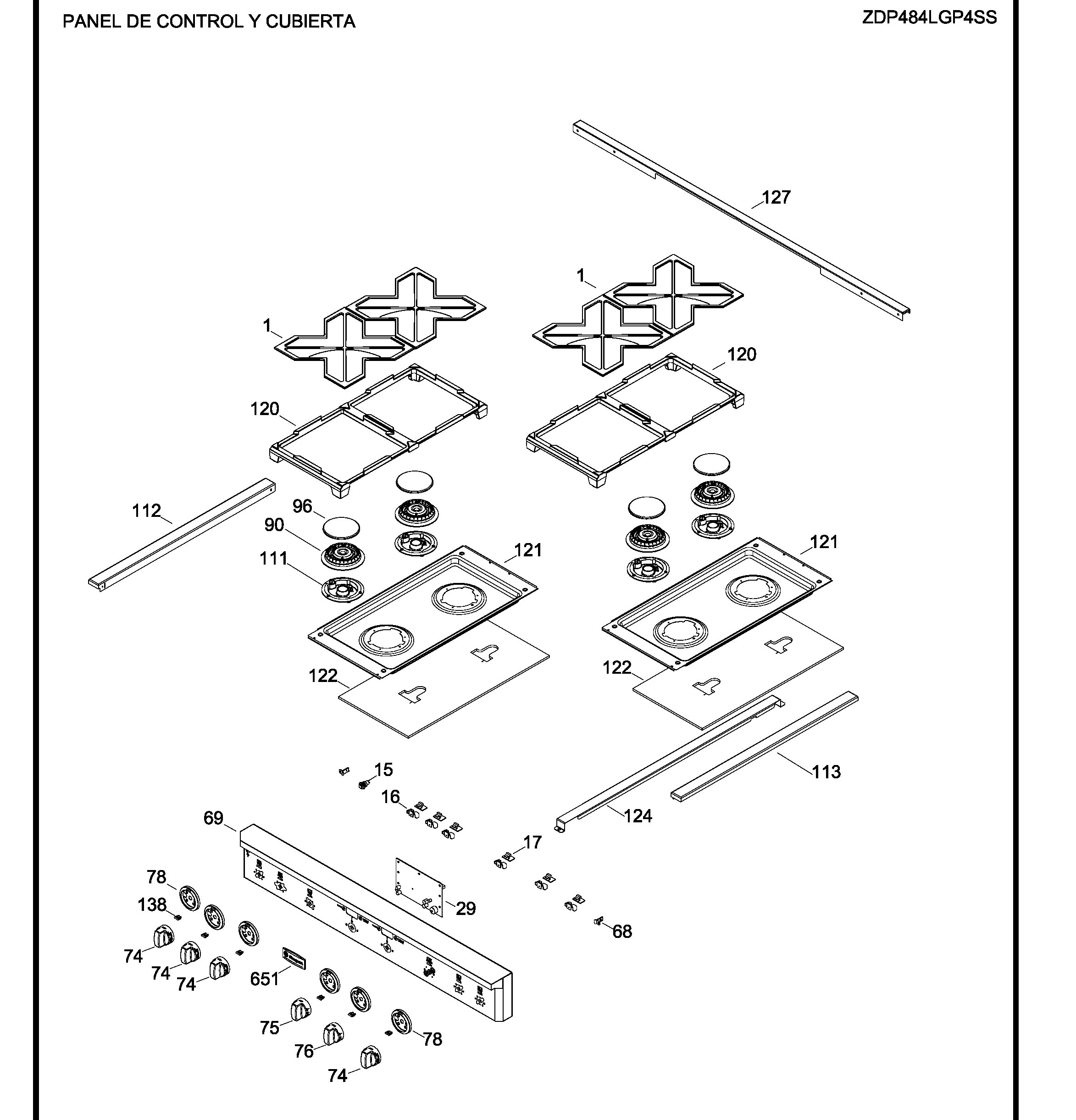 ZDP484LGP4SS Exploded View 1 appliance exploded-view parts diagram