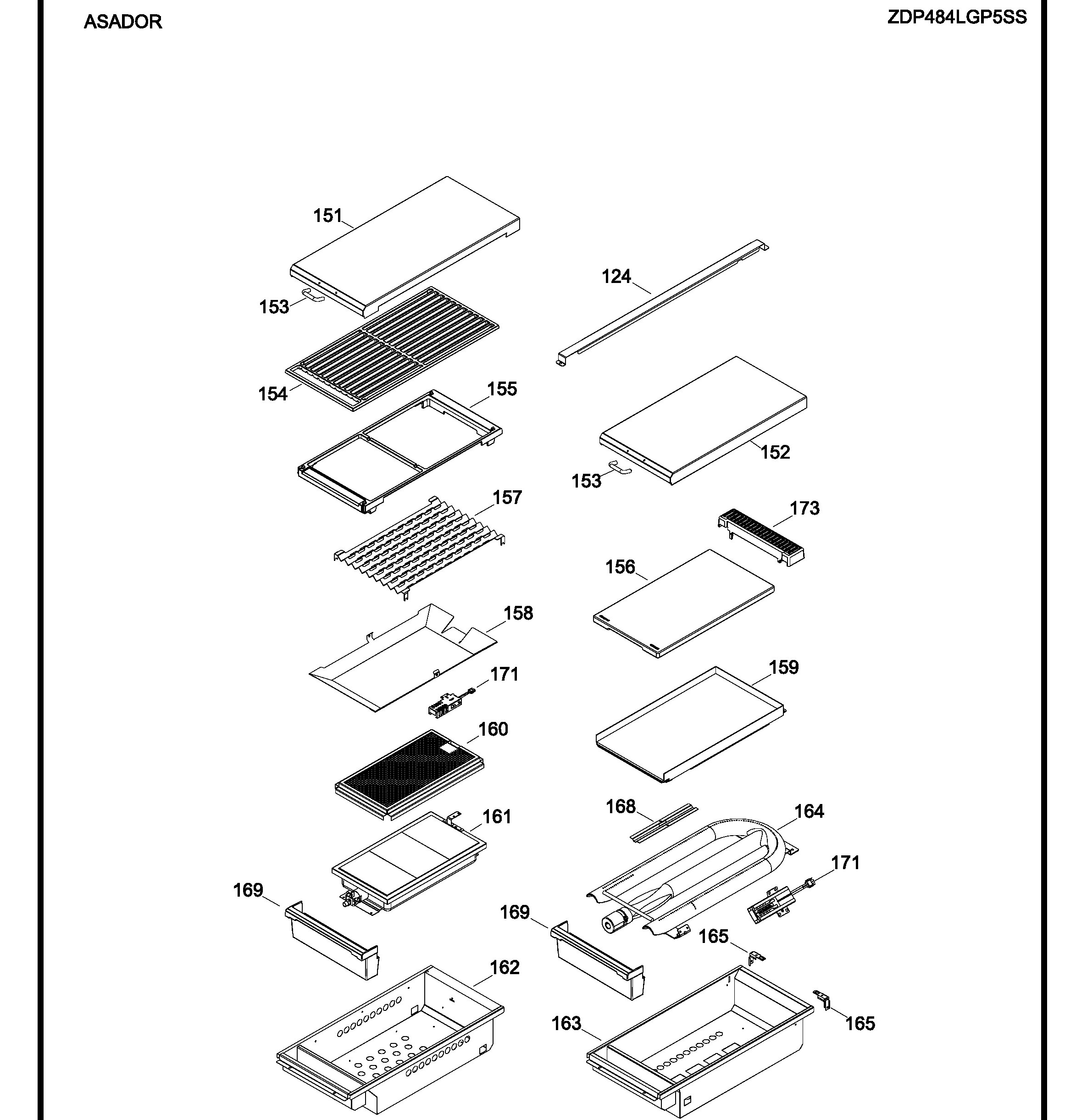 ZDP484LGP5SS Exploded View 2 appliance exploded-view parts diagram