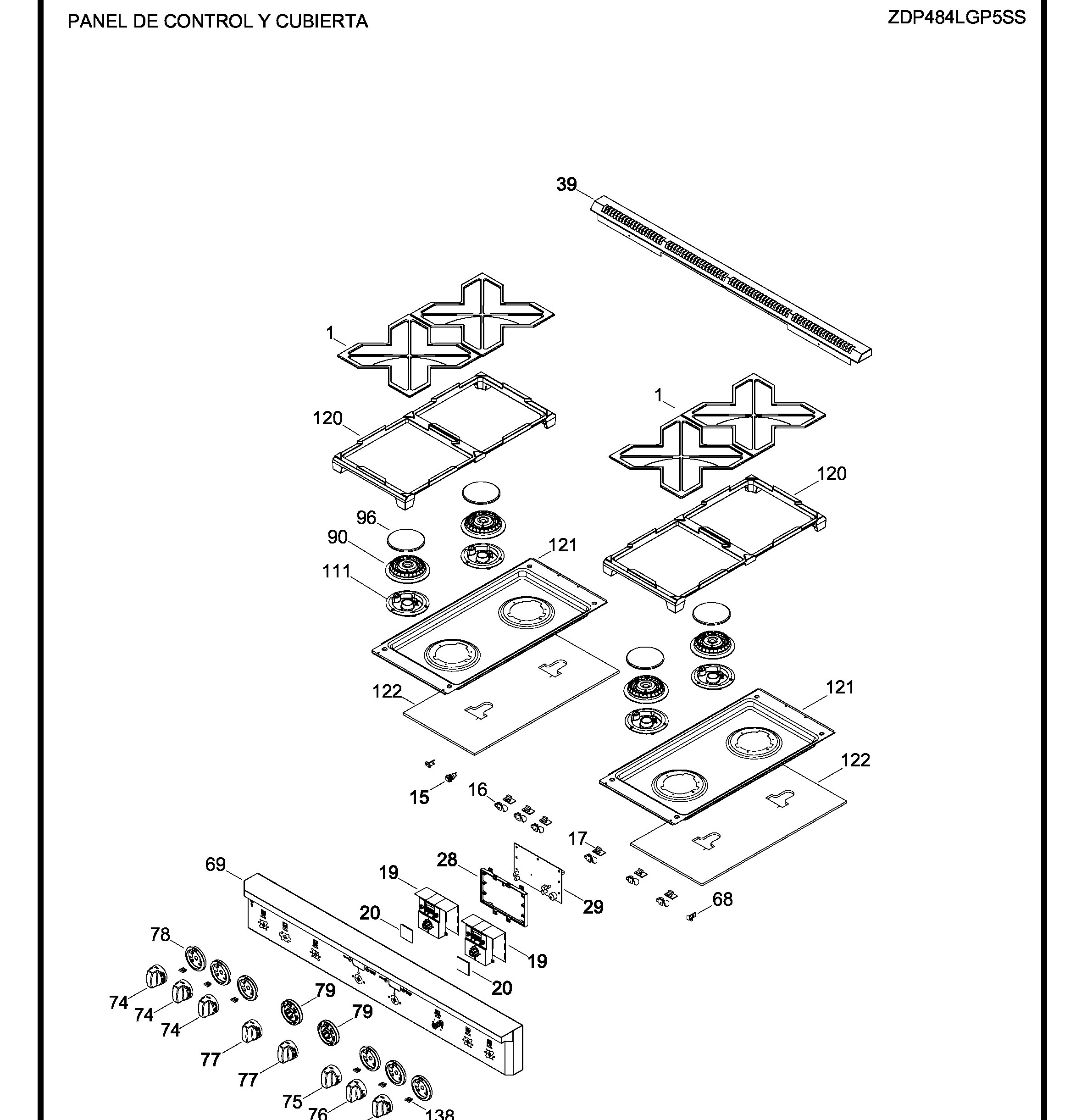 ZDP484LGP5SS Exploded View 1 appliance exploded-view parts diagram