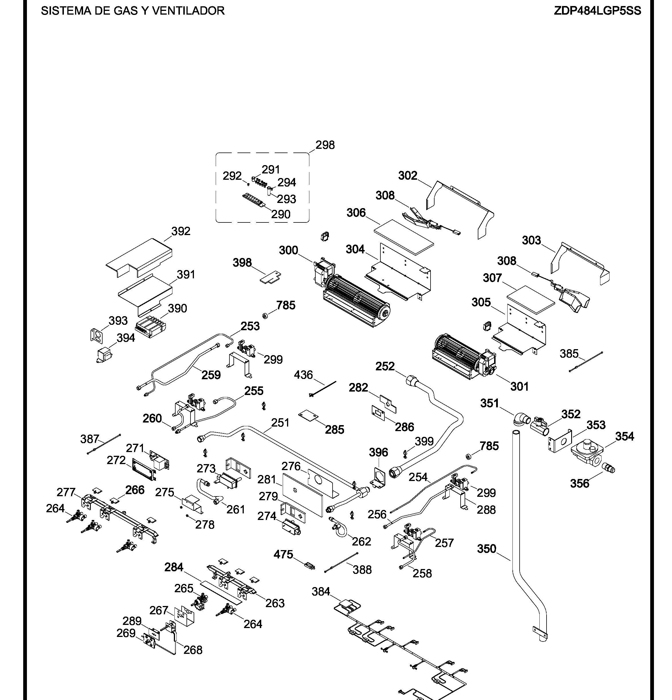 ZDP484LGP5SS Exploded View 3 appliance exploded-view parts diagram