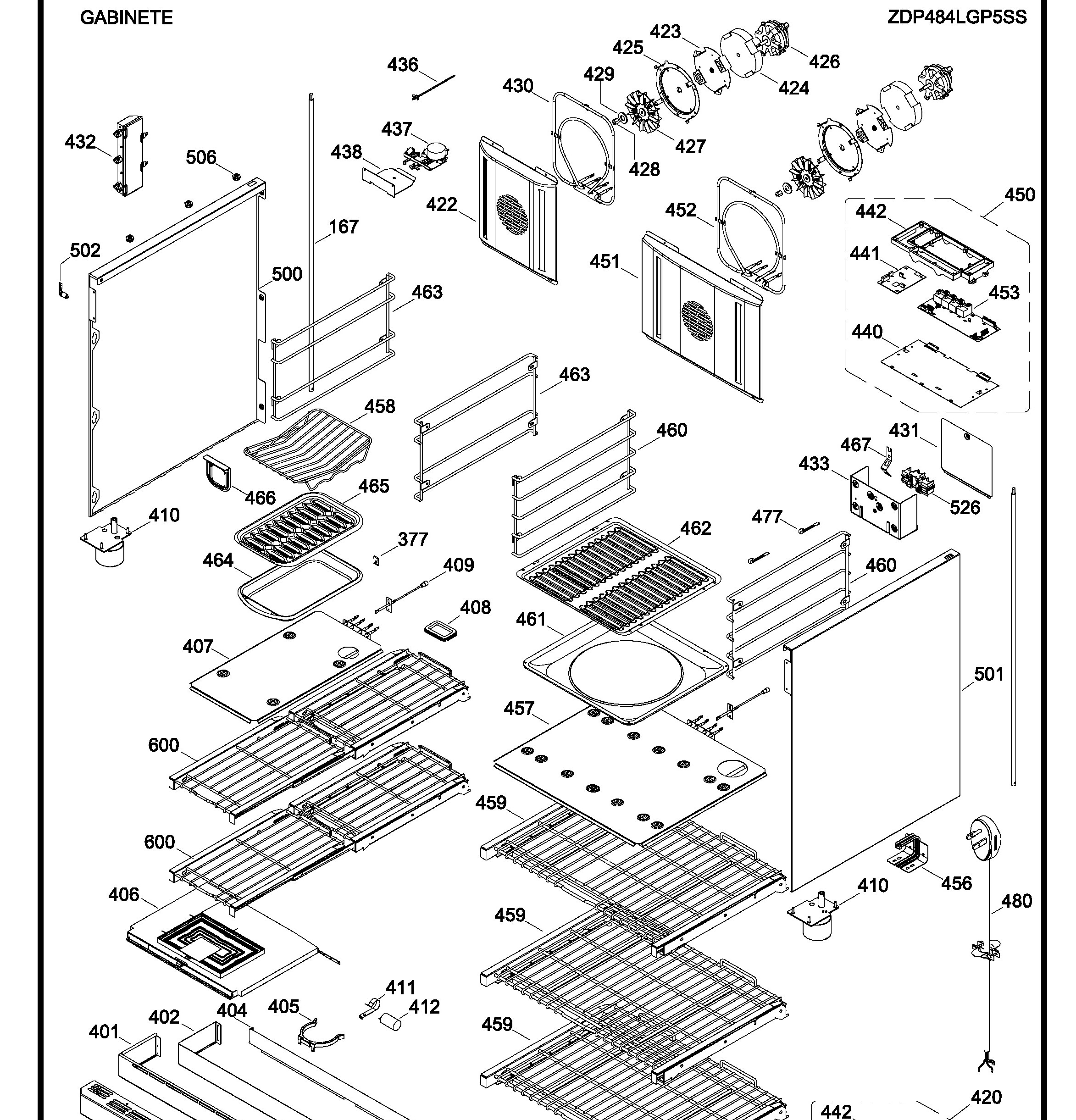 ZDP484LGP5SS Exploded View 4 appliance exploded-view parts diagram