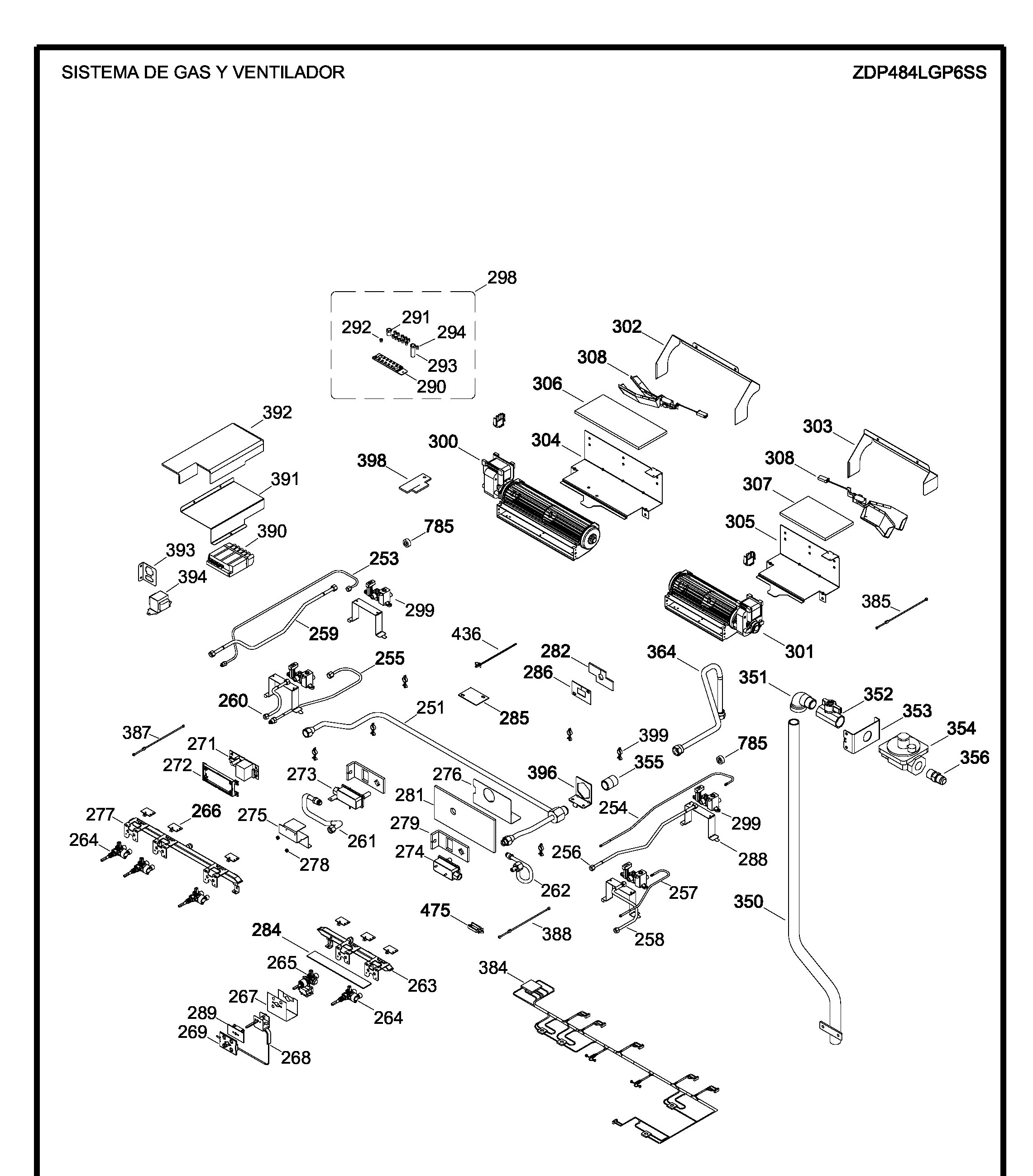 ZDP484LGP6SS Exploded View 3 appliance exploded-view parts diagram