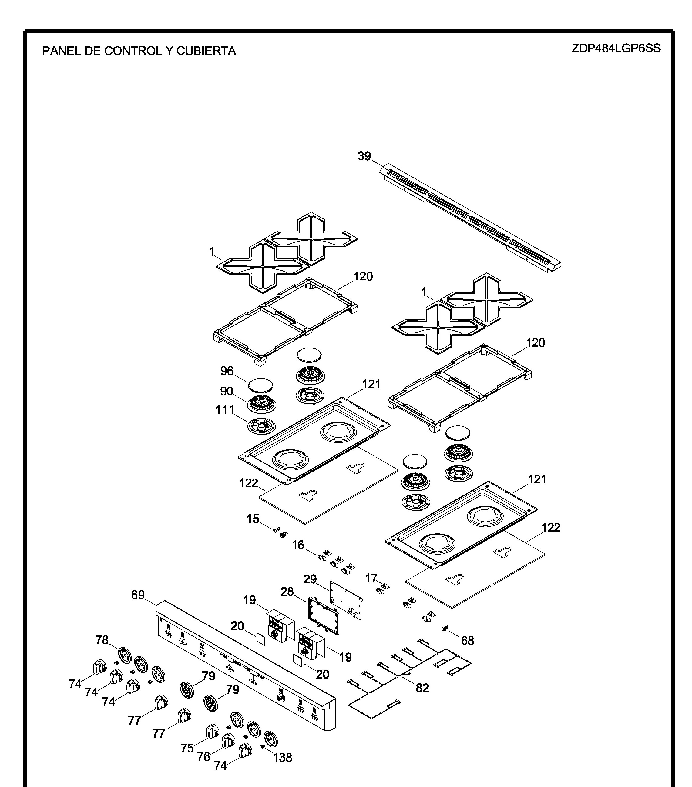 ZDP484LGP6SS Exploded View 1 appliance exploded-view parts diagram