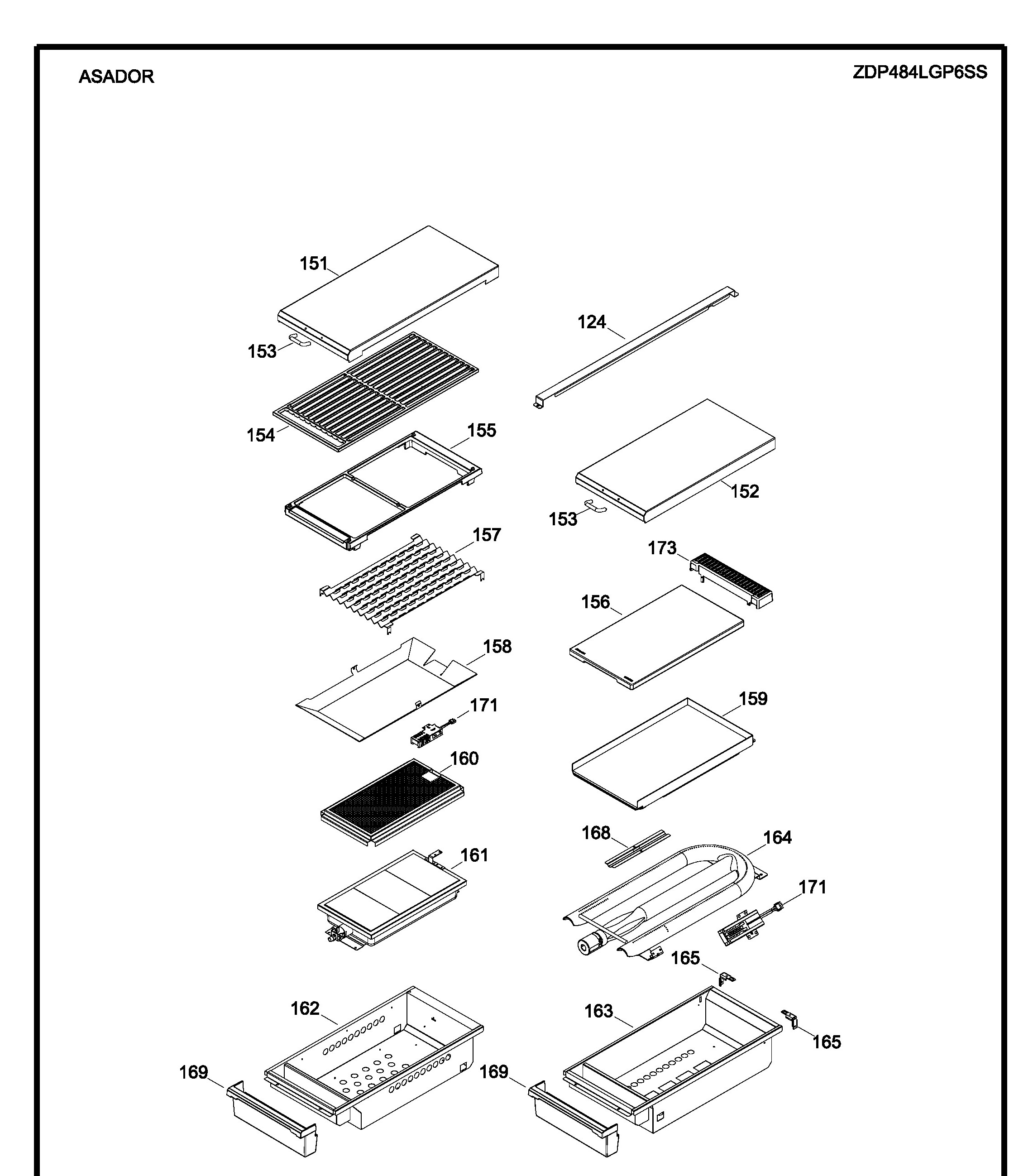 ZDP484LGP6SS Exploded View 2 appliance exploded-view parts diagram