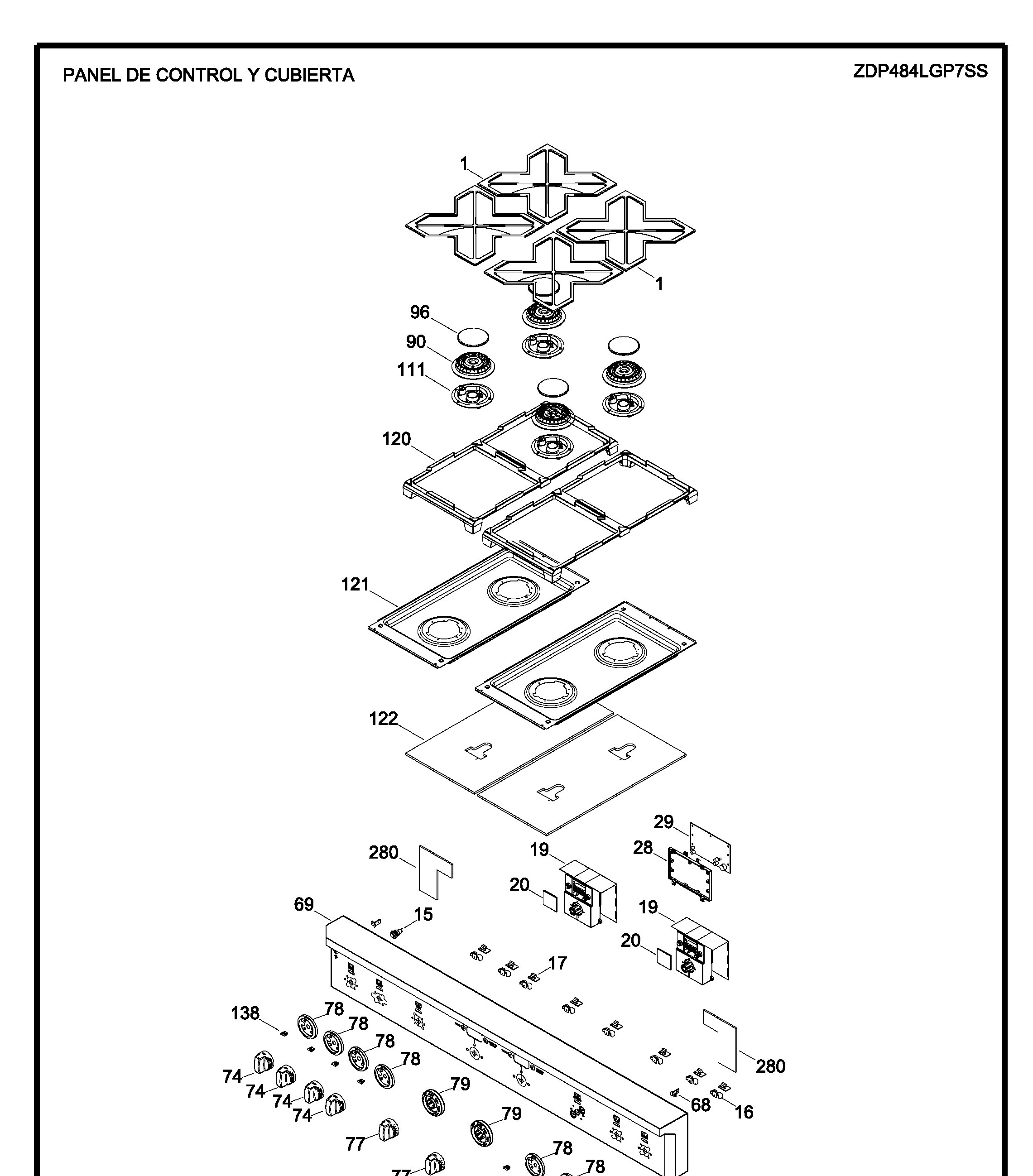 ZDP484LGP7SS Exploded View 1 appliance exploded-view parts diagram