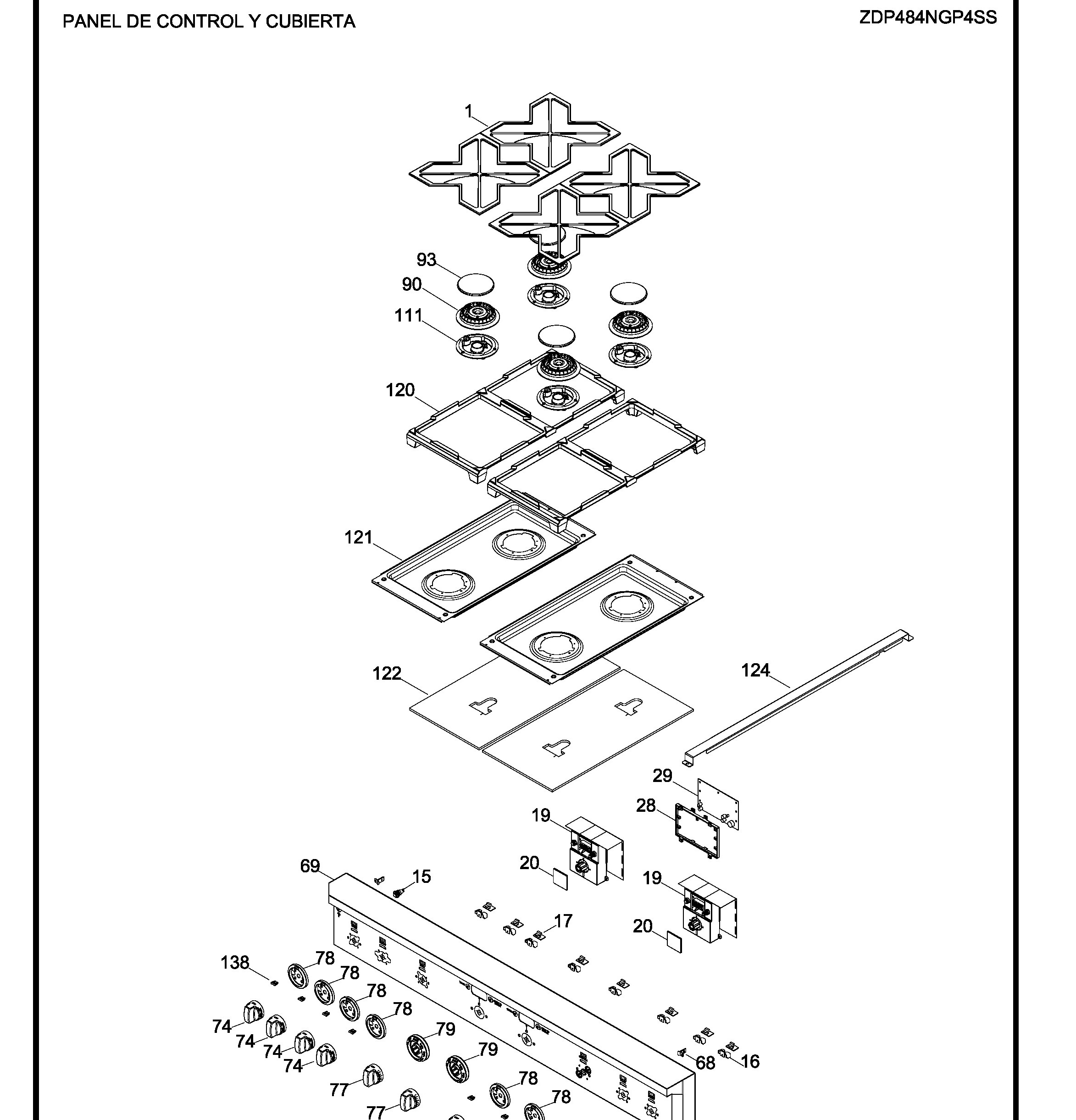 ZDP484NGP4SS Exploded View 1 appliance exploded-view parts diagram