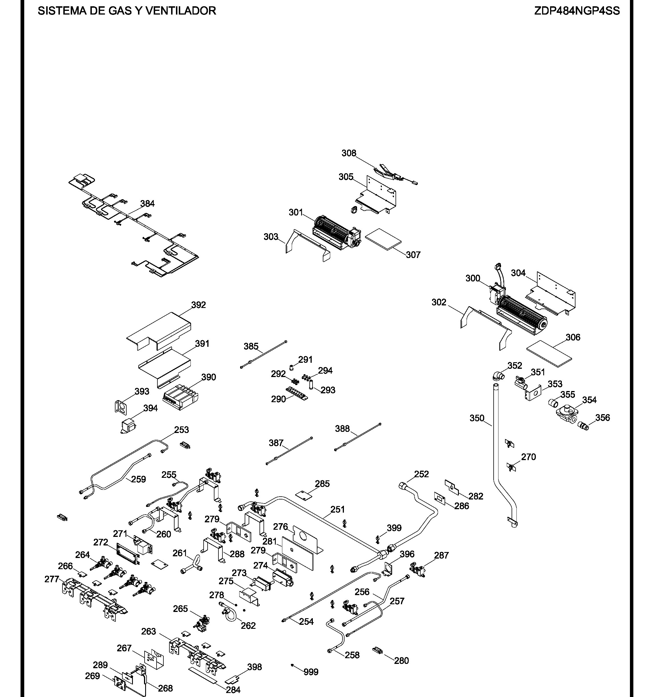 ZDP484NGP4SS Exploded View 3 appliance exploded-view parts diagram
