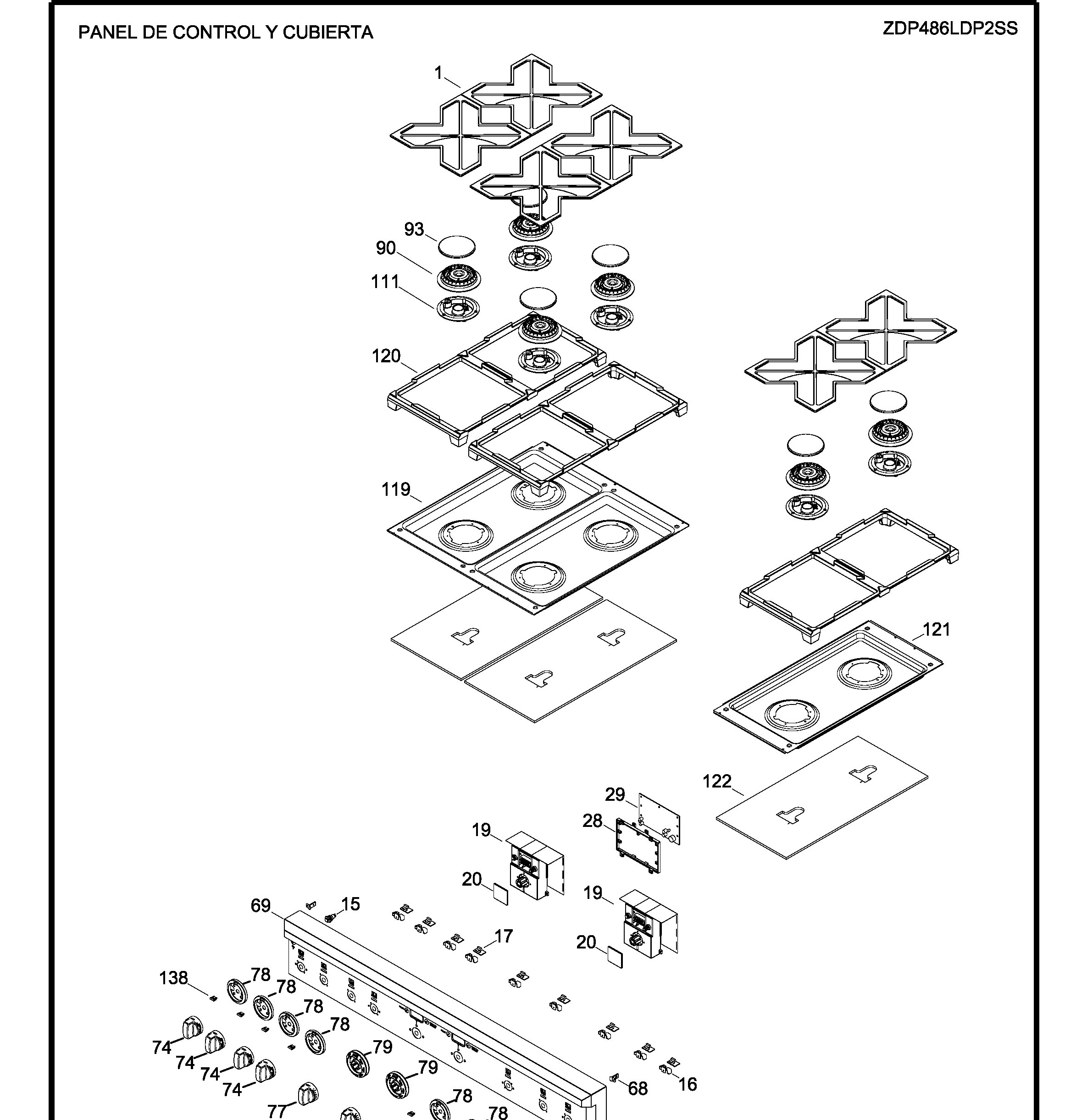 ZDP486LDP2SS Exploded View 1 appliance exploded-view parts diagram