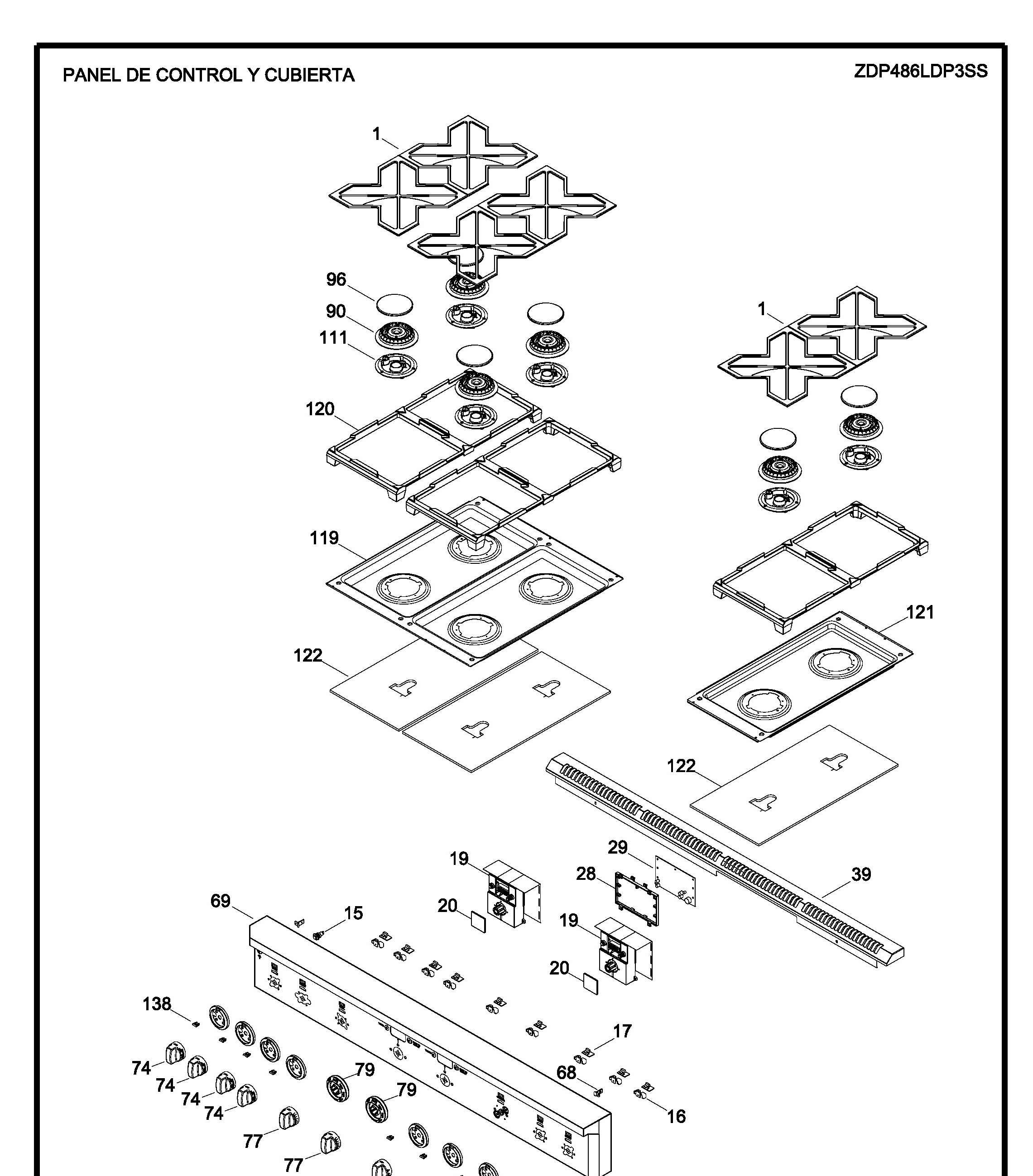 ZDP486LDP3SS Exploded View 1 appliance exploded-view parts diagram