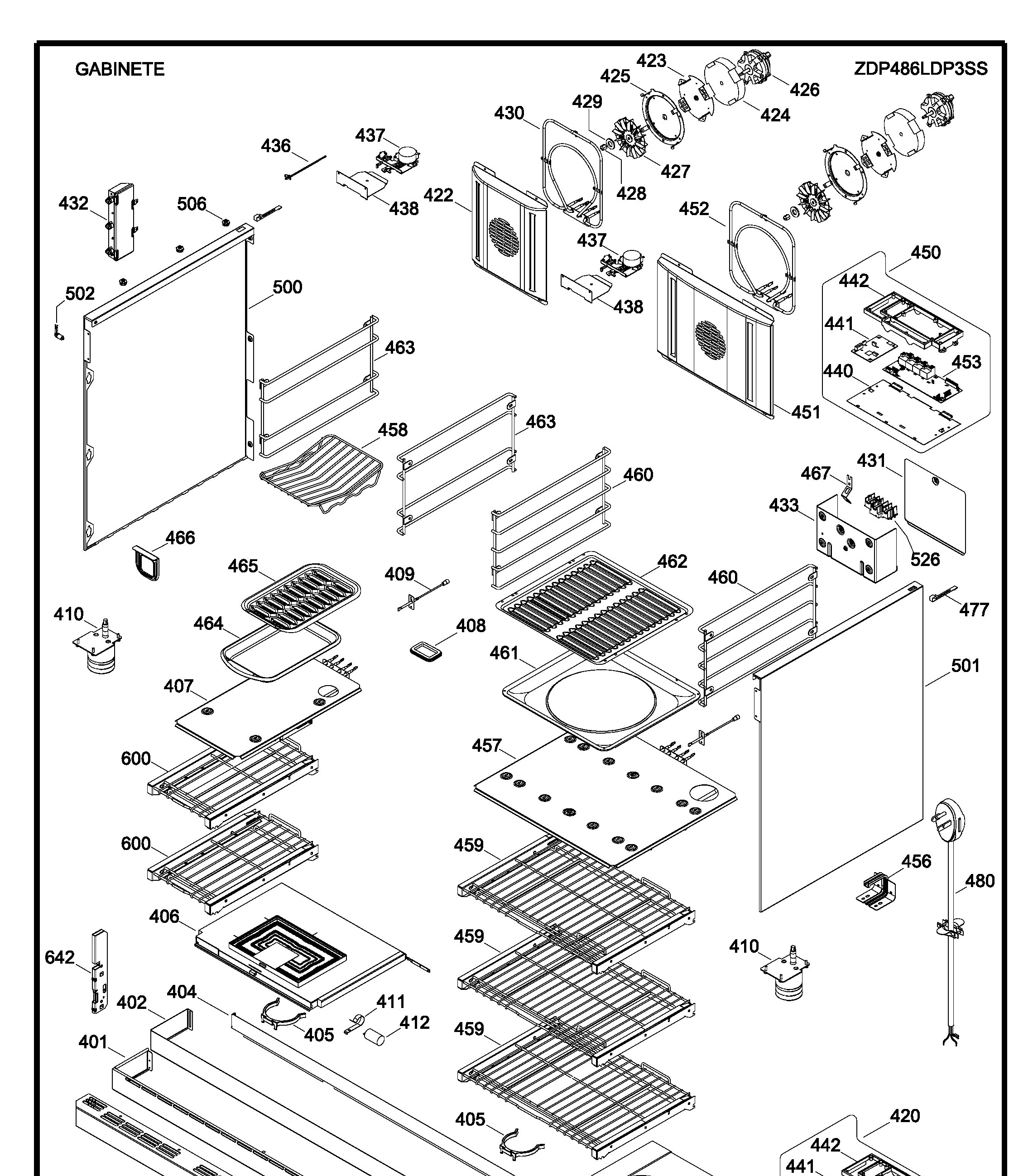 ZDP486LDP3SS Exploded View 4 appliance exploded-view parts diagram