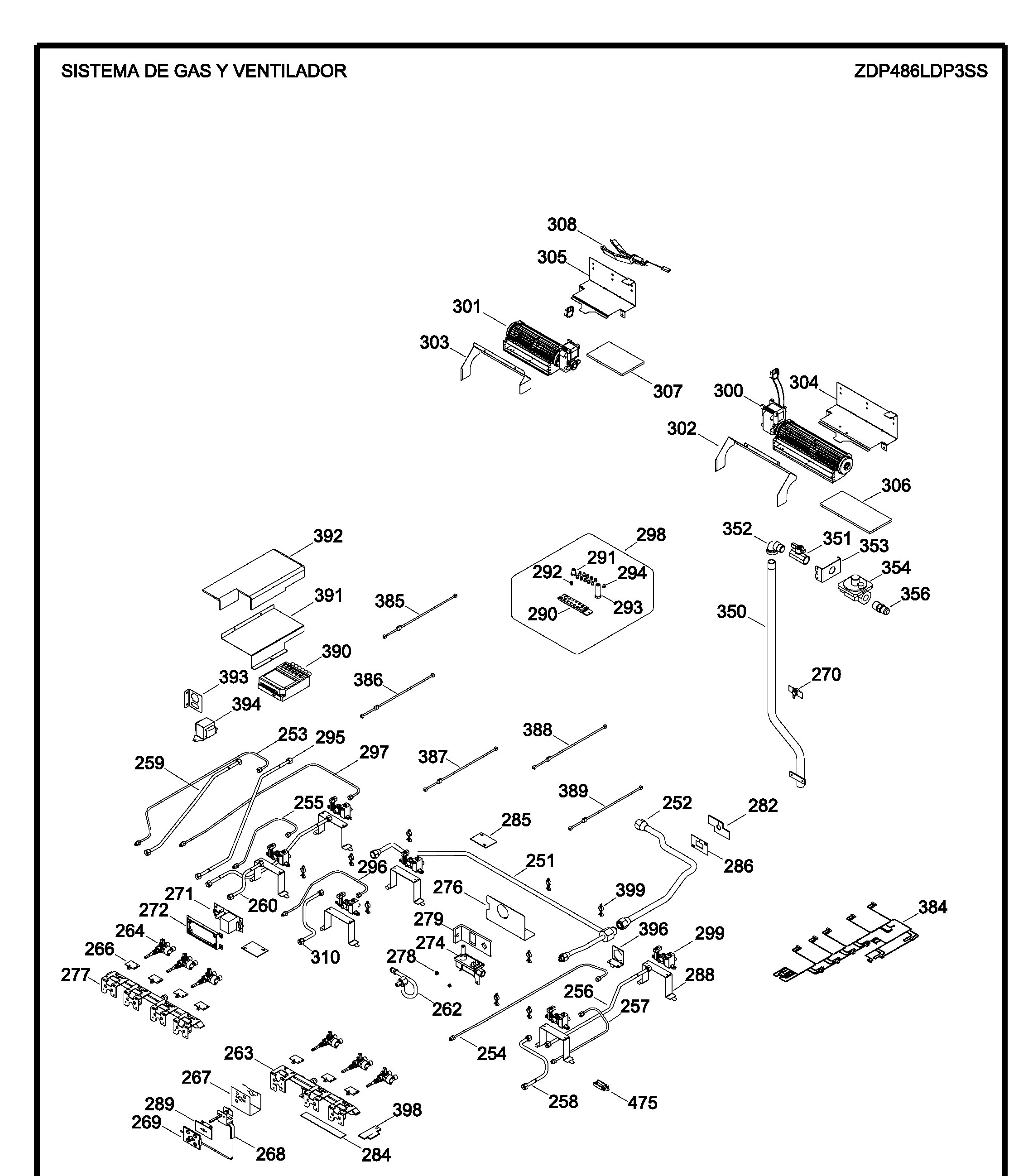 ZDP486LDP3SS Exploded View 3 appliance exploded-view parts diagram