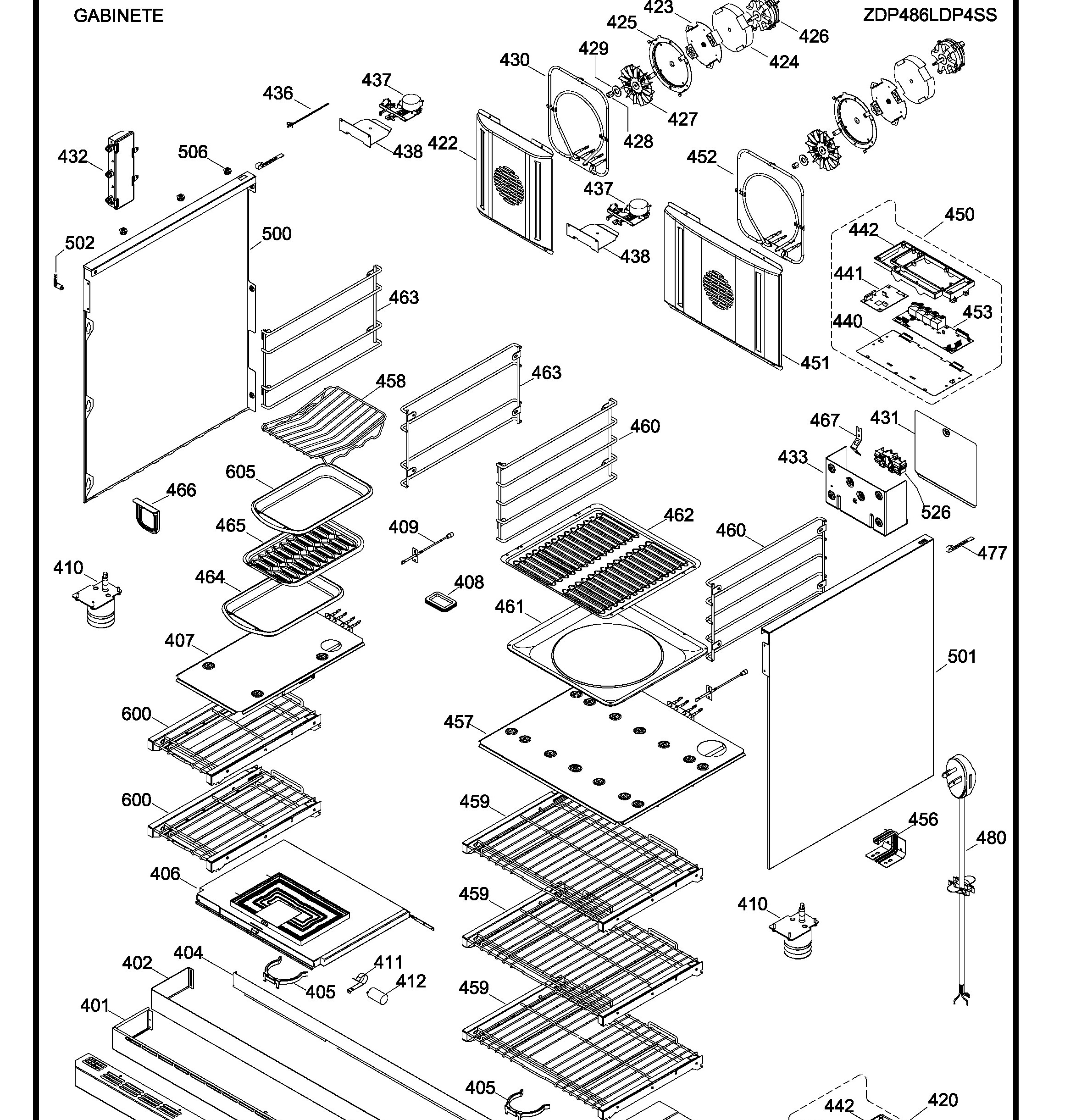 ZDP486LDP4SS Exploded View 4 appliance exploded-view parts diagram
