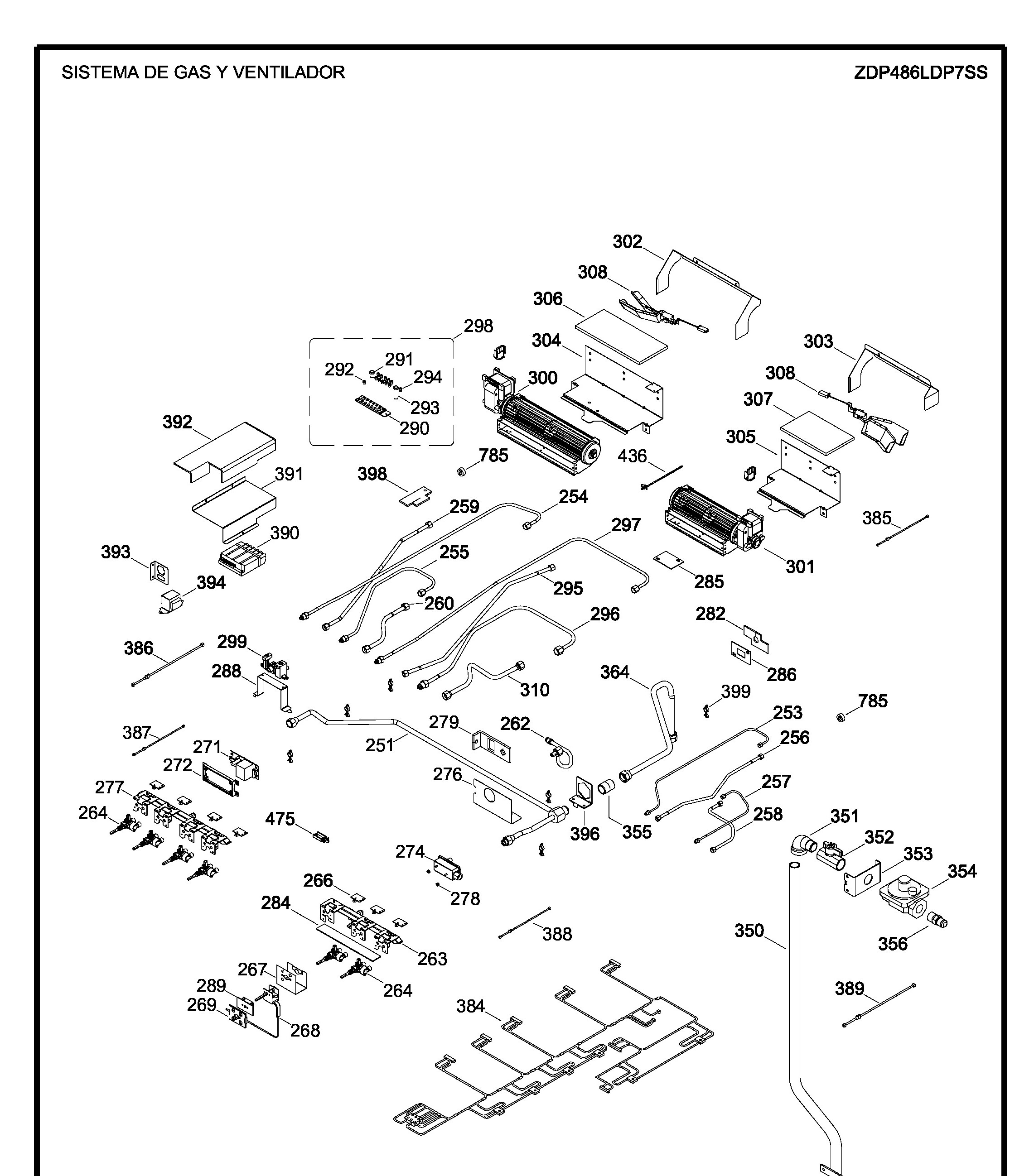 ZDP486LDP7SS Exploded View 3 appliance exploded-view parts diagram