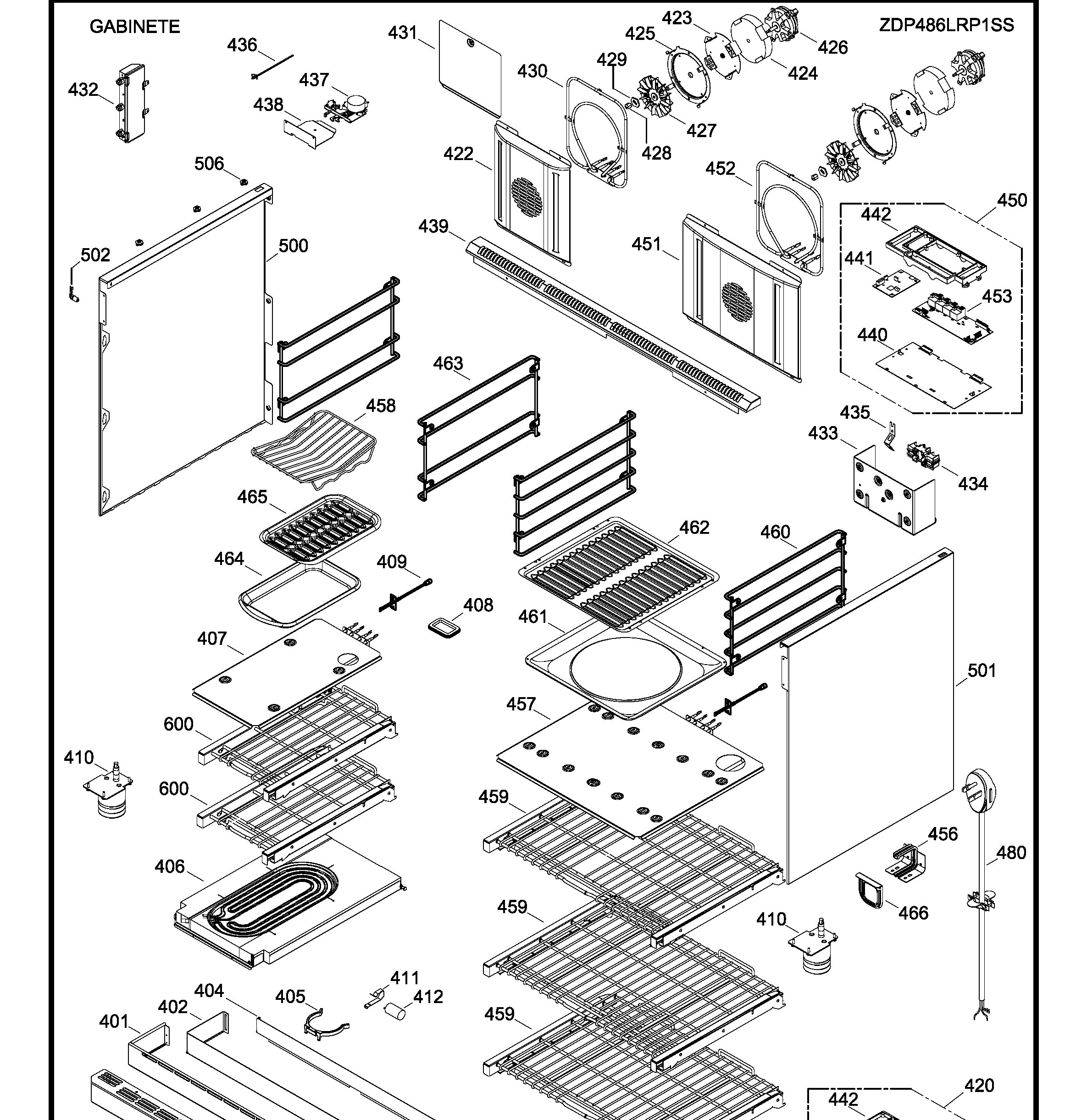 ZDP486LRP1SS Exploded View 4 appliance exploded-view parts diagram