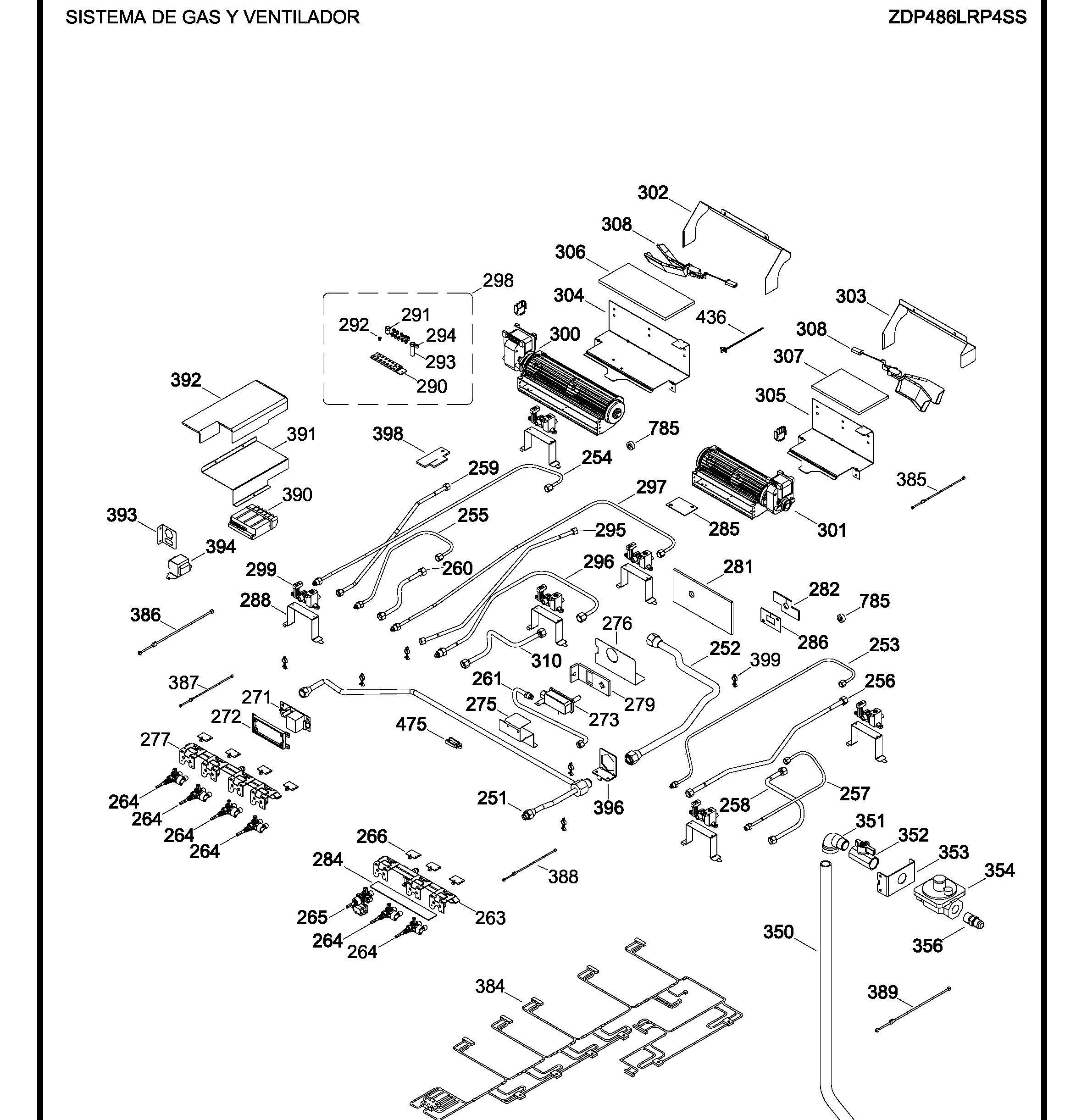 ZDP486LRP4SS Exploded View 3 appliance exploded-view parts diagram
