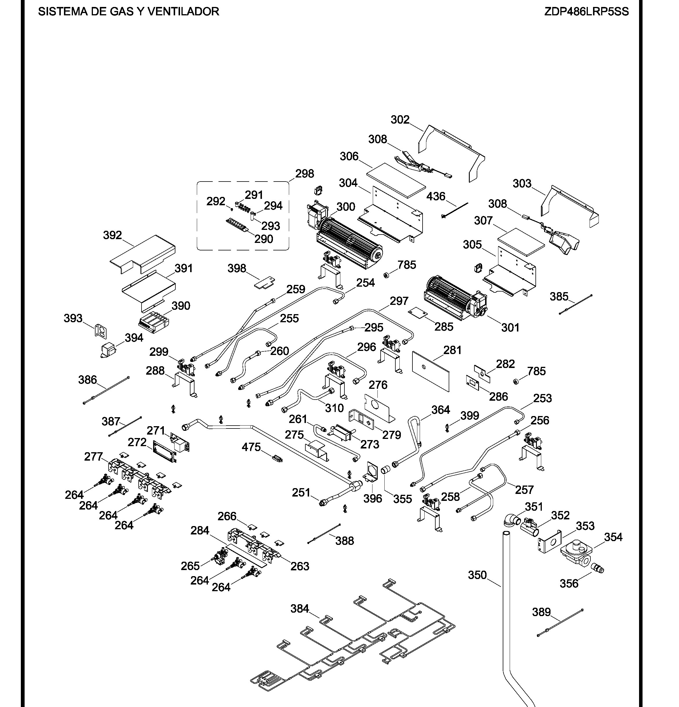 ZDP486LRP5SS Exploded View 3 appliance exploded-view parts diagram