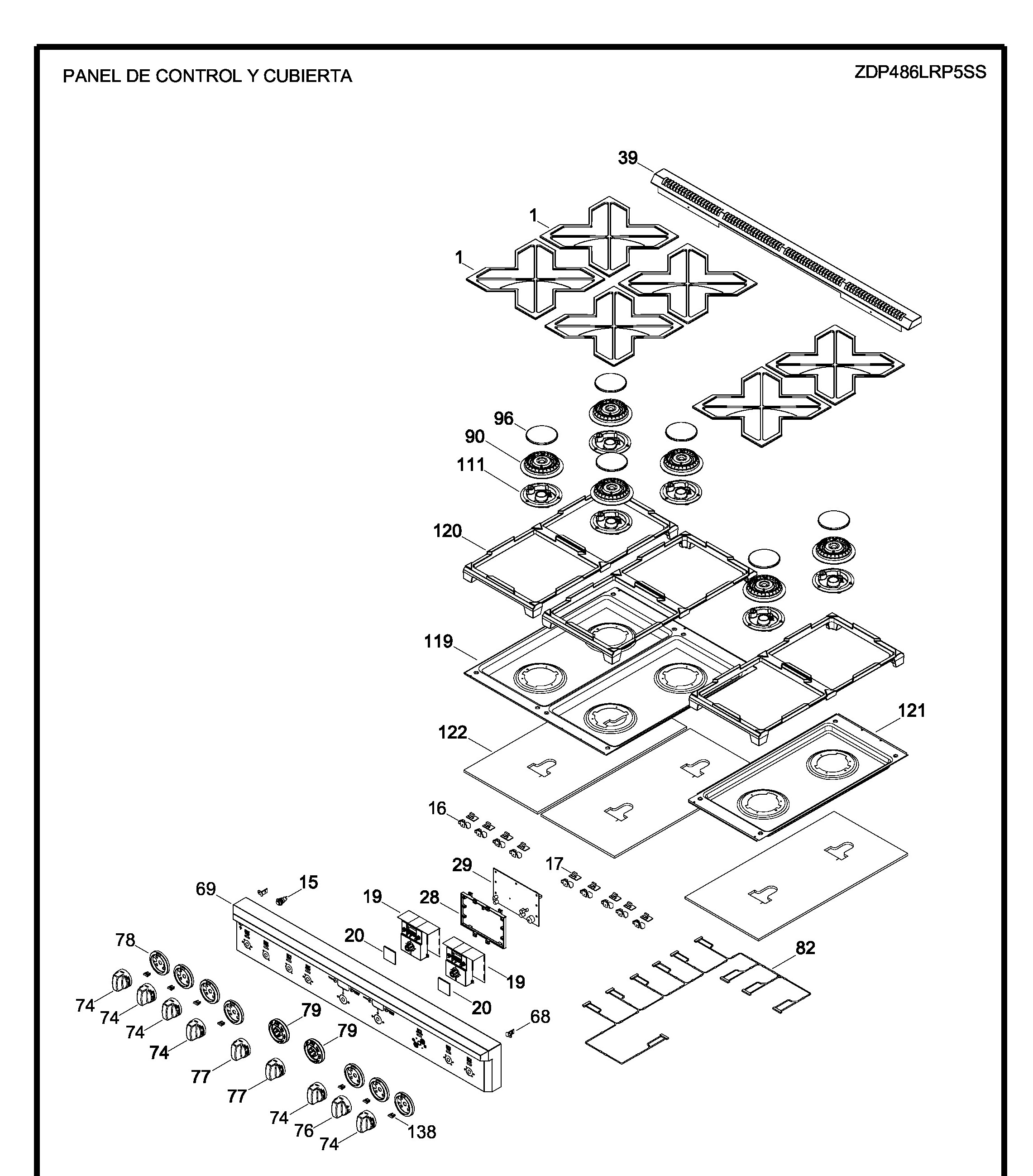 ZDP486LRP5SS Exploded View 1 appliance exploded-view parts diagram