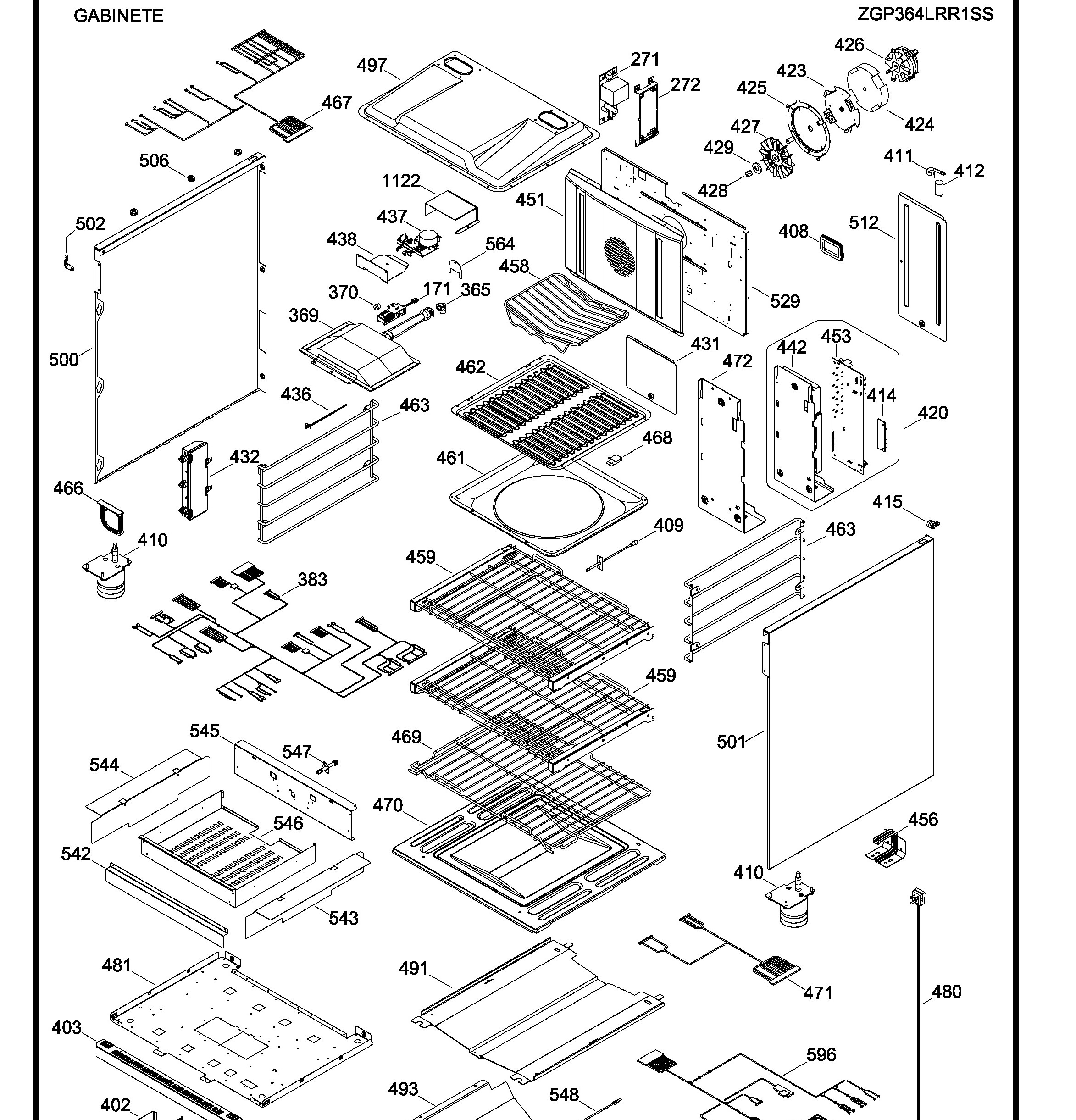ZGP364LRR1SS Exploded View 4 appliance exploded-view parts diagram