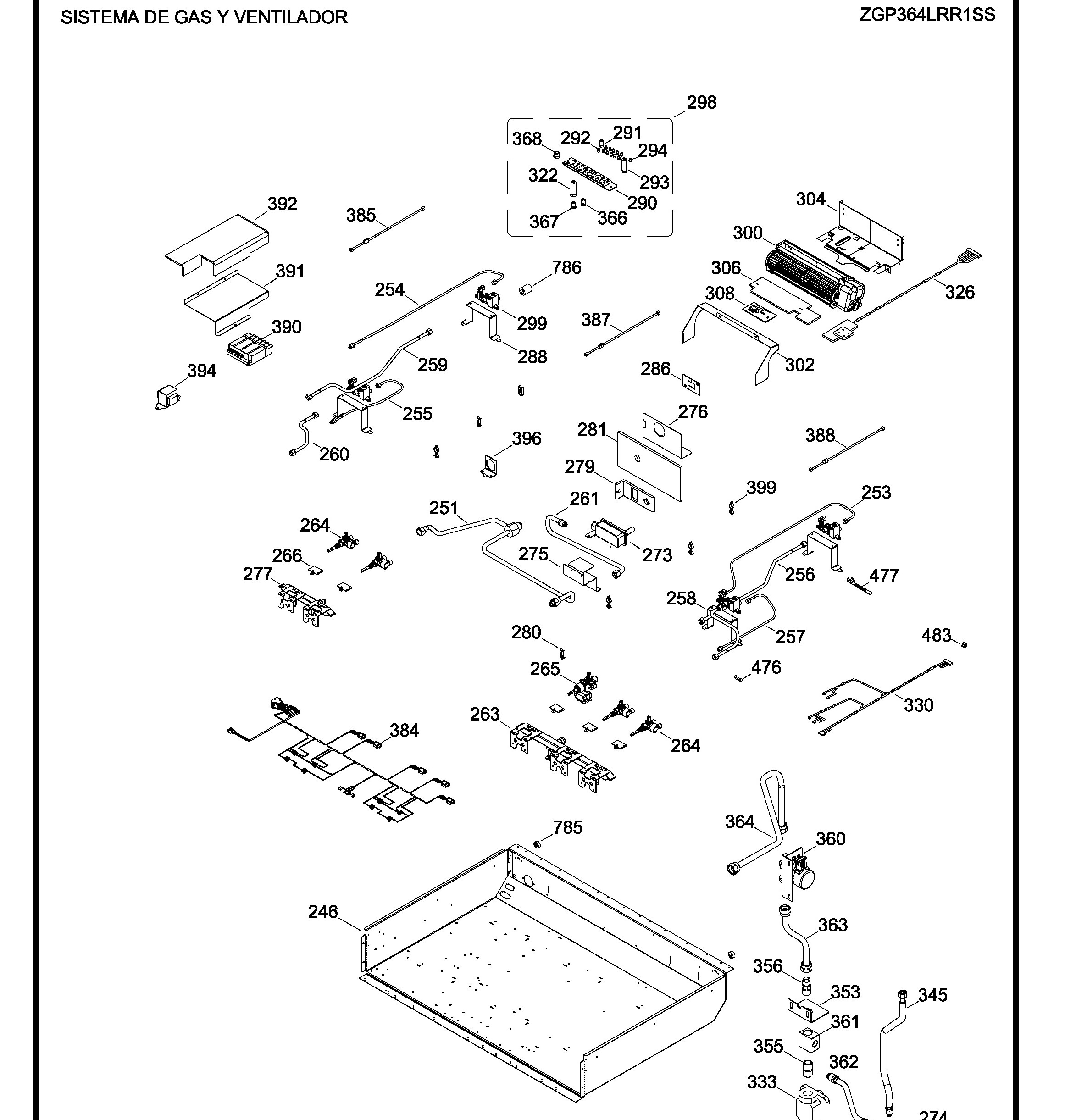 ZGP364LRR1SS Exploded View 3 appliance exploded-view parts diagram