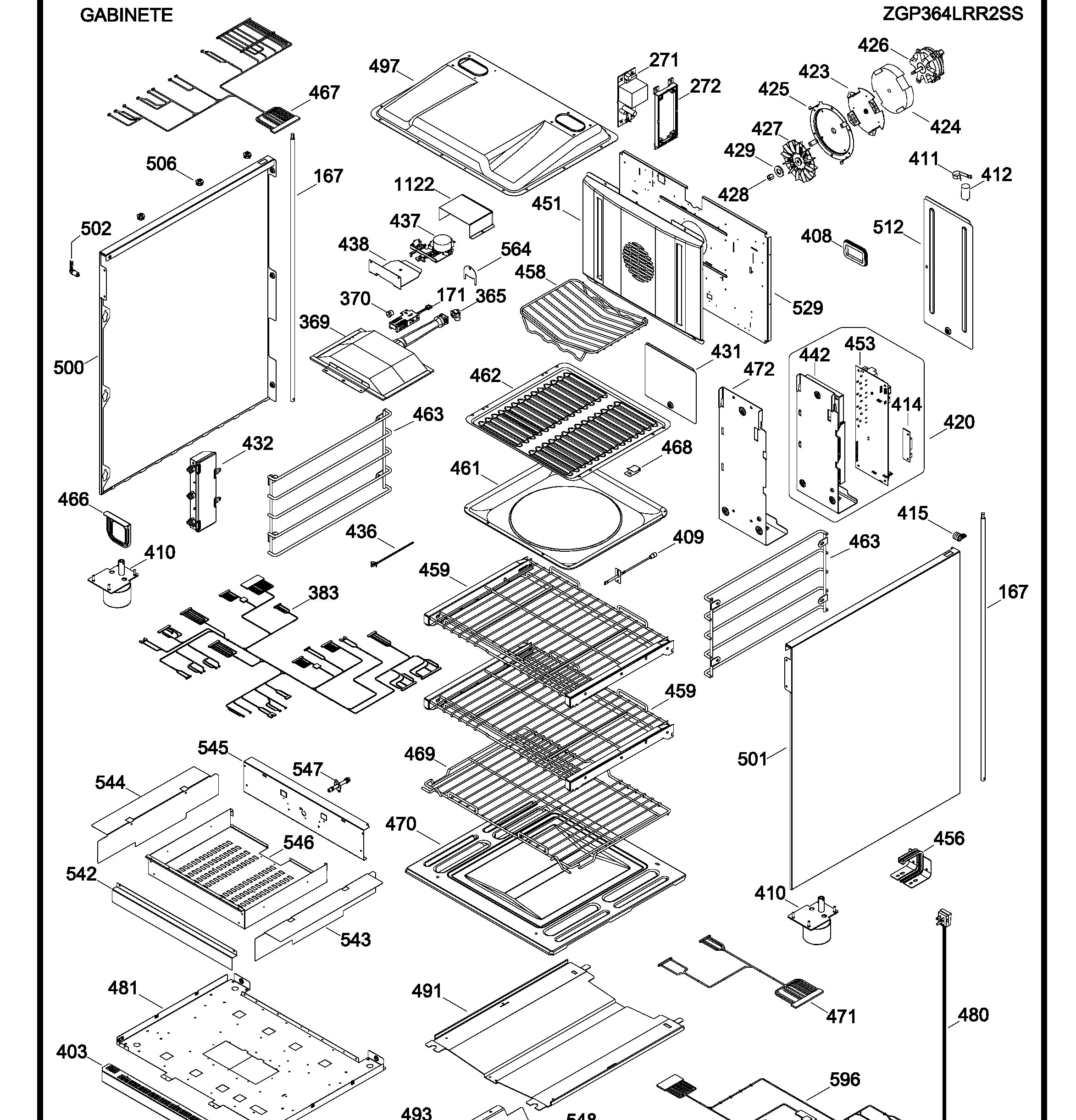 ZGP364LRR2SS Exploded View 4 appliance exploded-view parts diagram