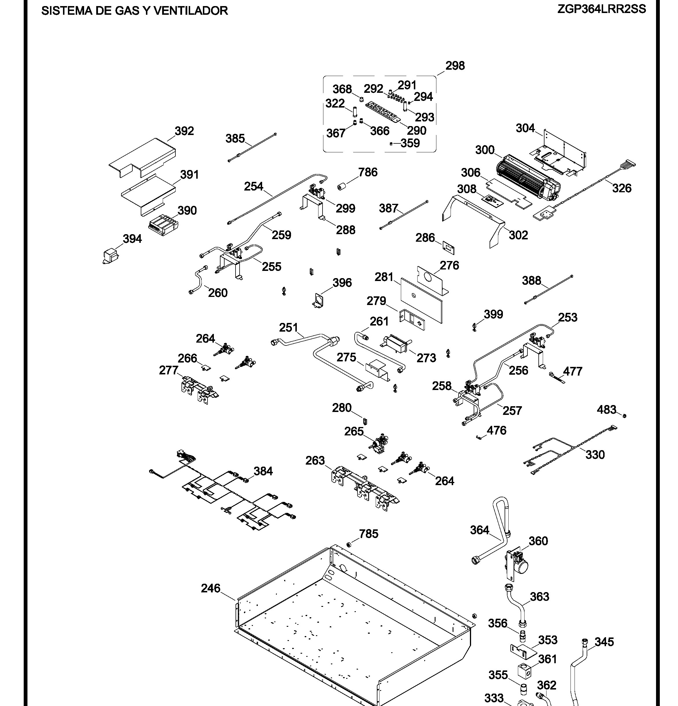 ZGP364LRR2SS Exploded View 3 appliance exploded-view parts diagram
