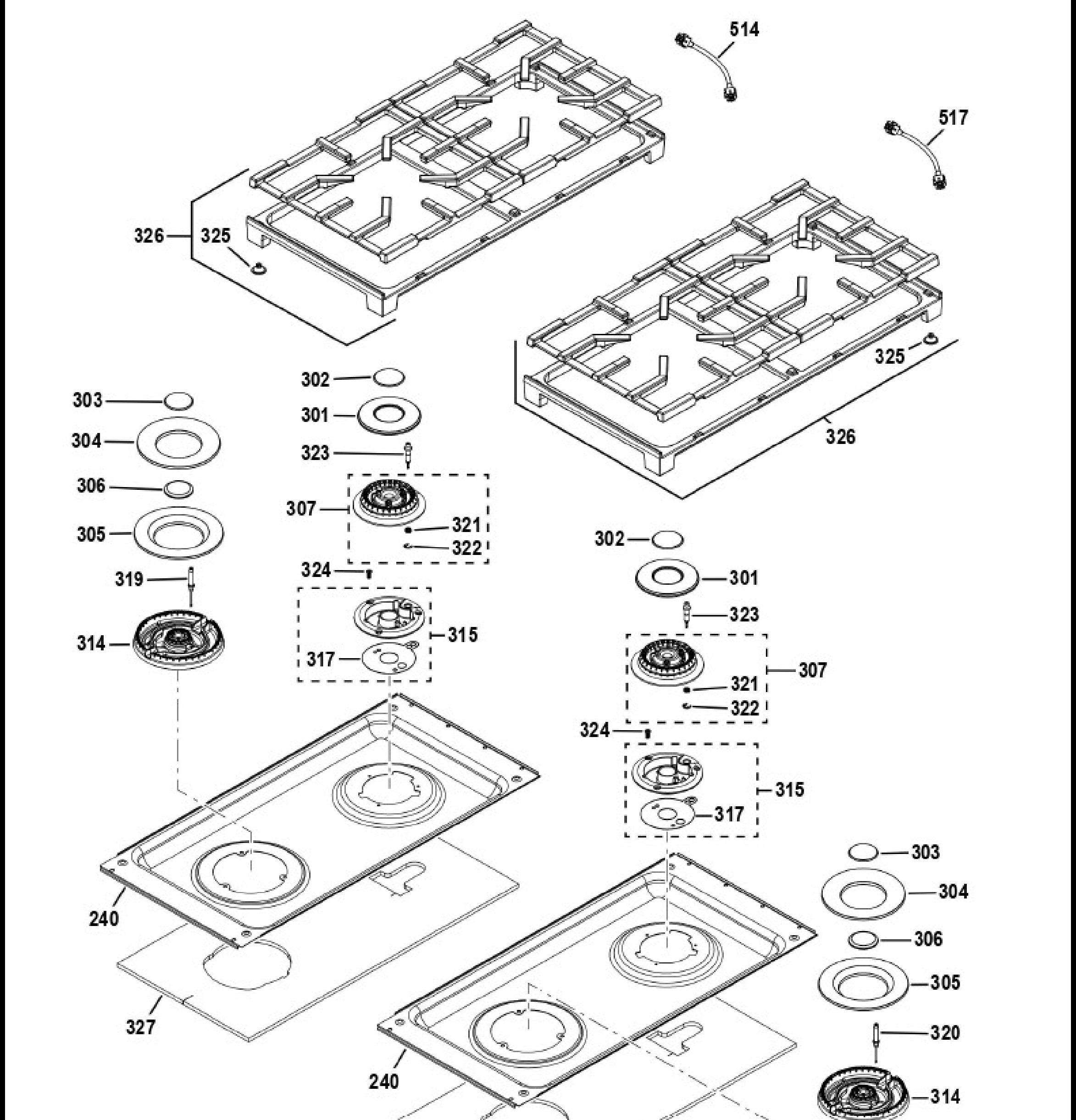 ZGP364NDT1SS Exploded View 1 appliance exploded-view parts diagram