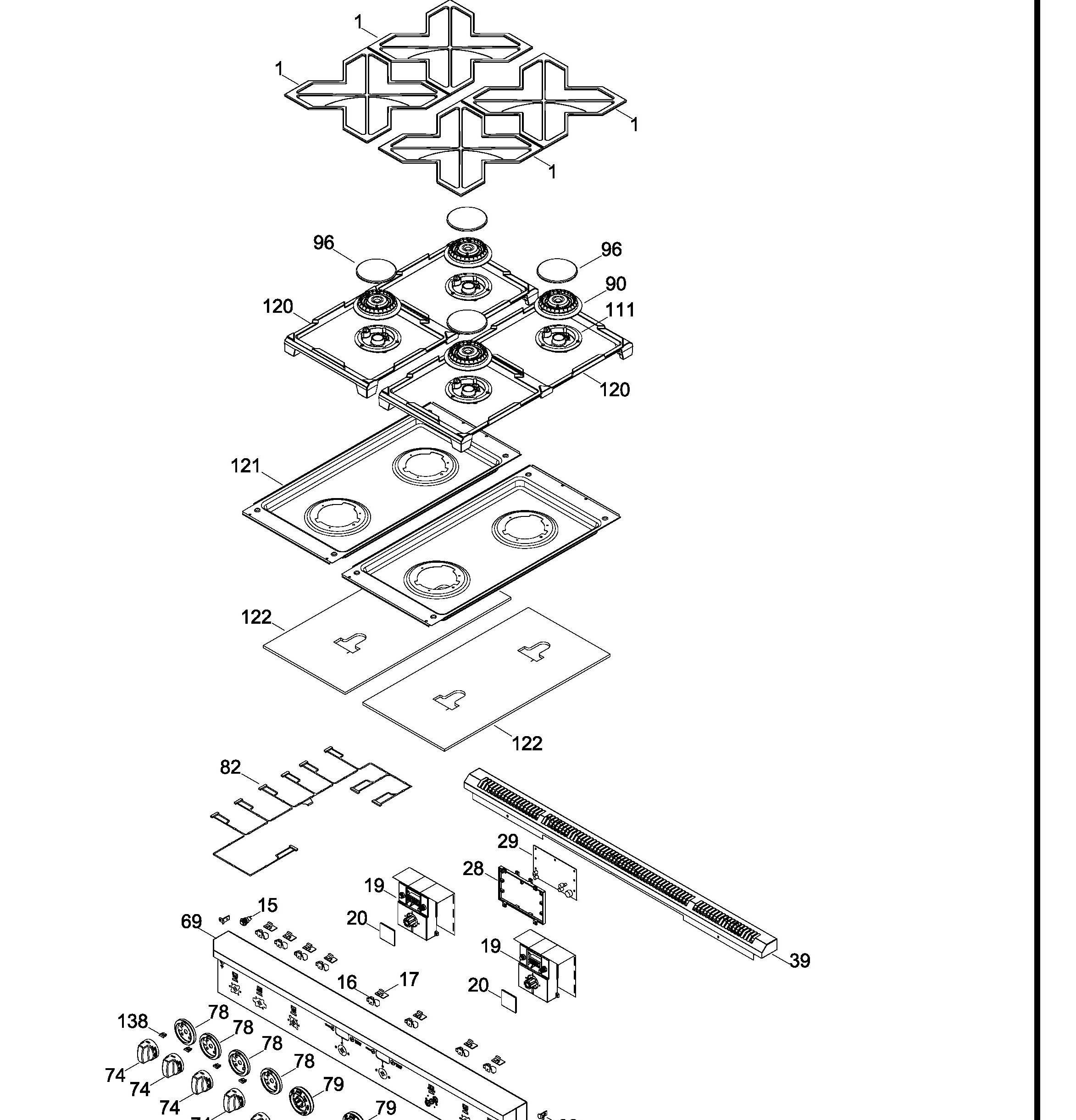 ZGP484LGR2SS Exploded View 1 appliance exploded-view parts diagram