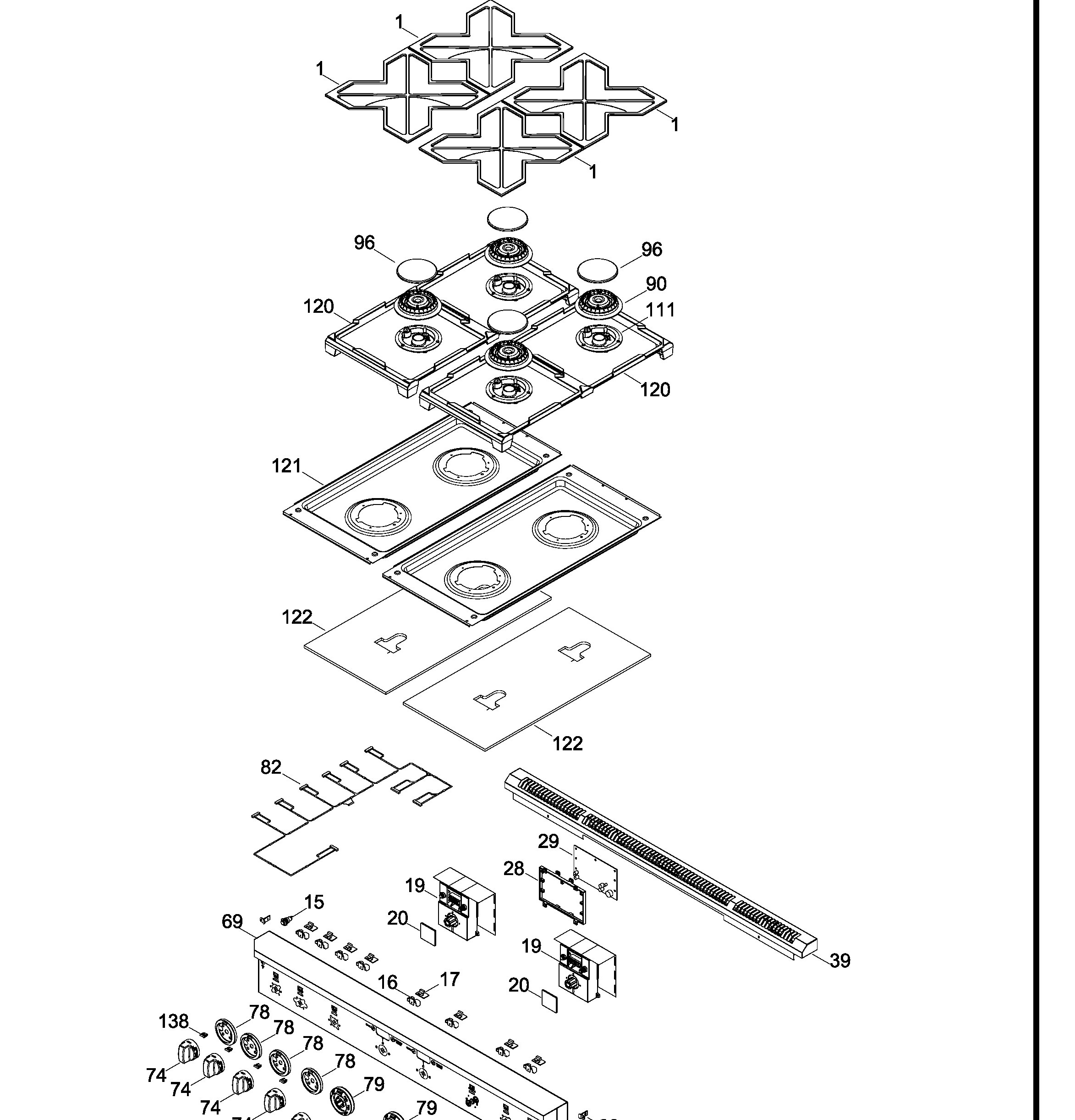 ZGP484NGR2SS Exploded View 1 appliance exploded-view parts diagram