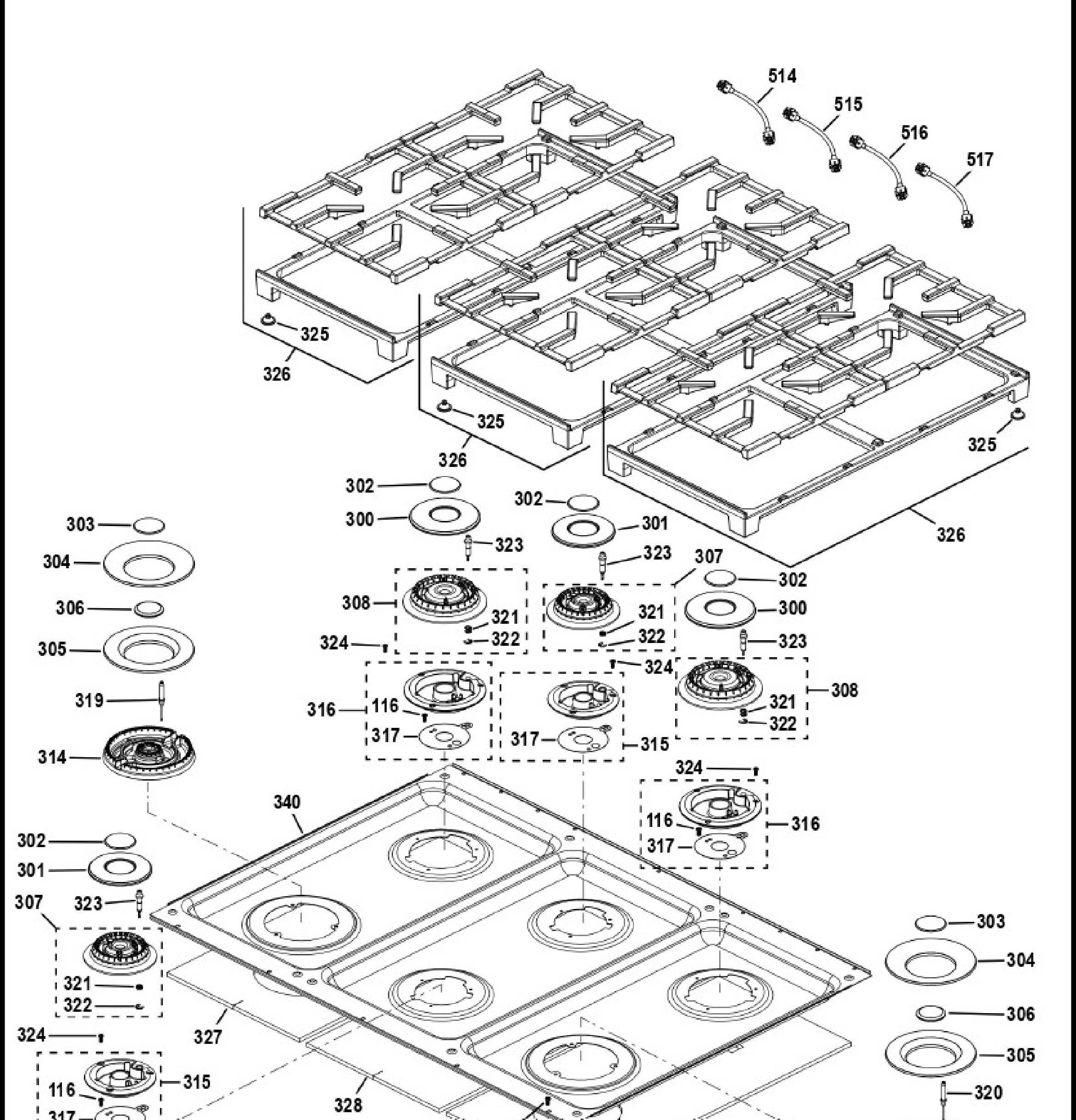 ZGP486NDT1SS Exploded View 1 appliance exploded-view parts diagram