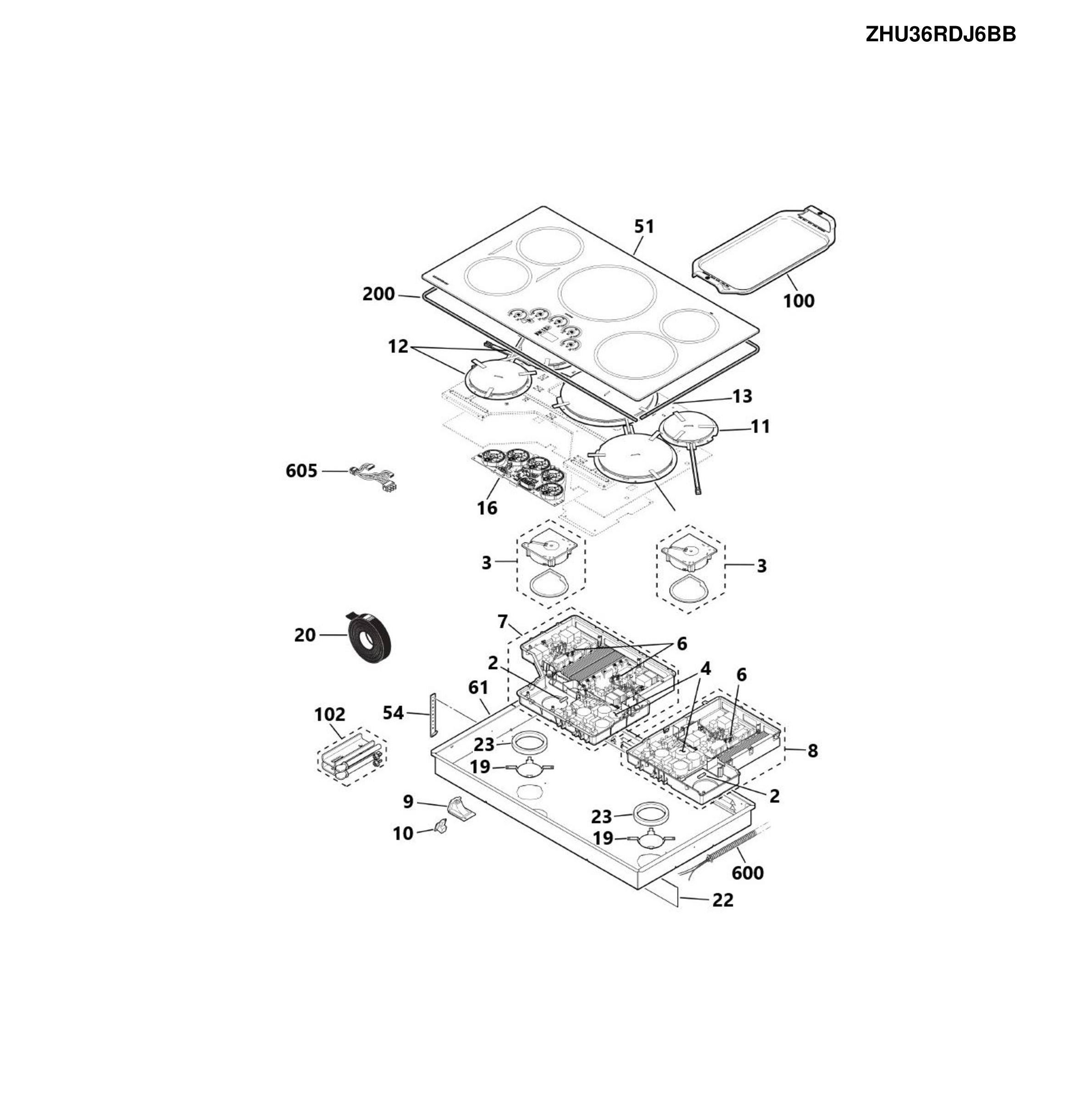 ZHU36RDJ6BB Exploded View 2 appliance exploded-view parts diagram