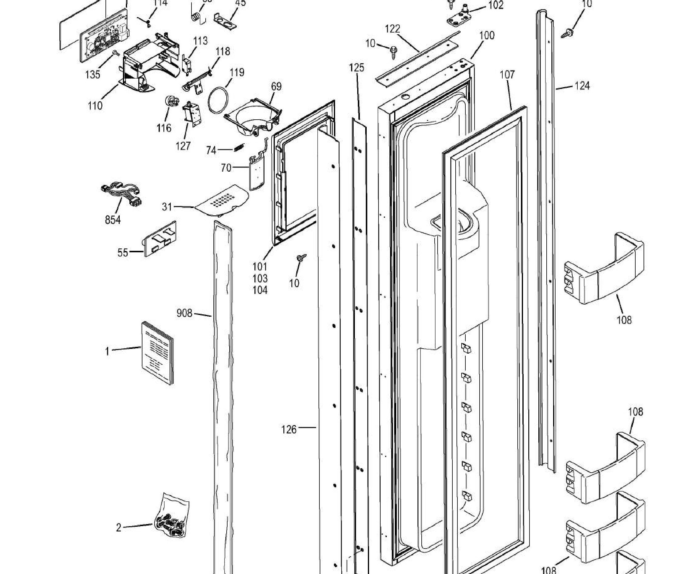 ZISB420DHB Exploded View 1 appliance exploded-view parts diagram
