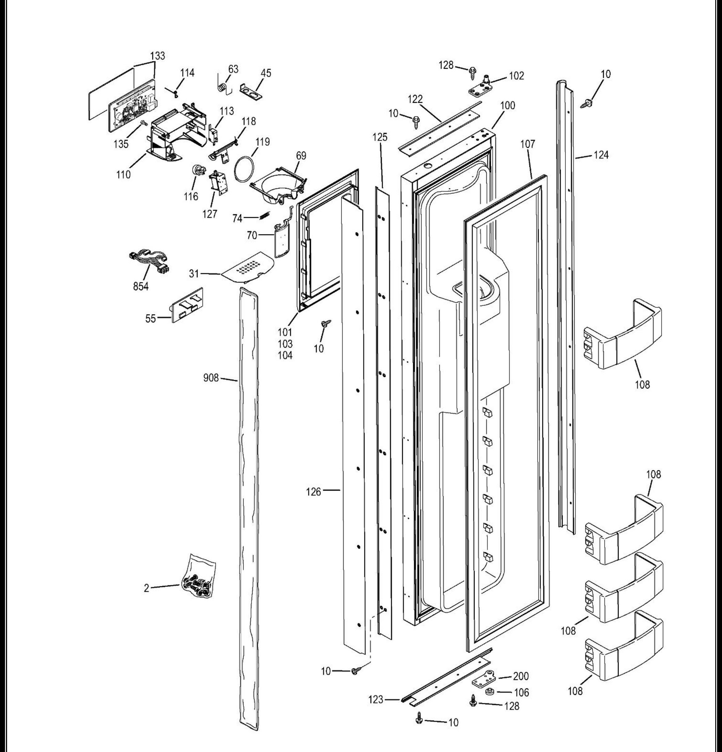 ZISB480DHB Exploded View 1 appliance exploded-view parts diagram